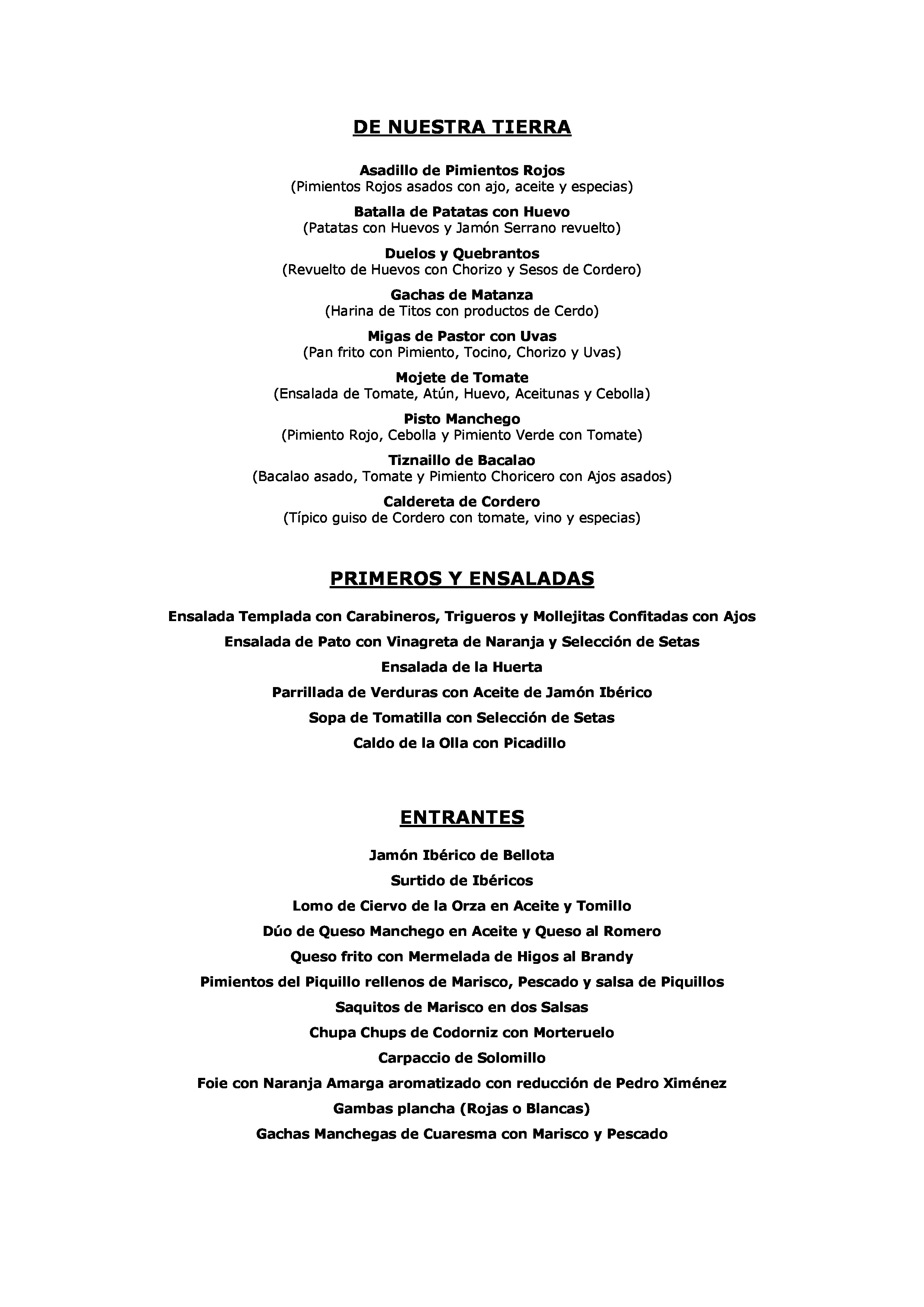  Menu Cueva La Martina  