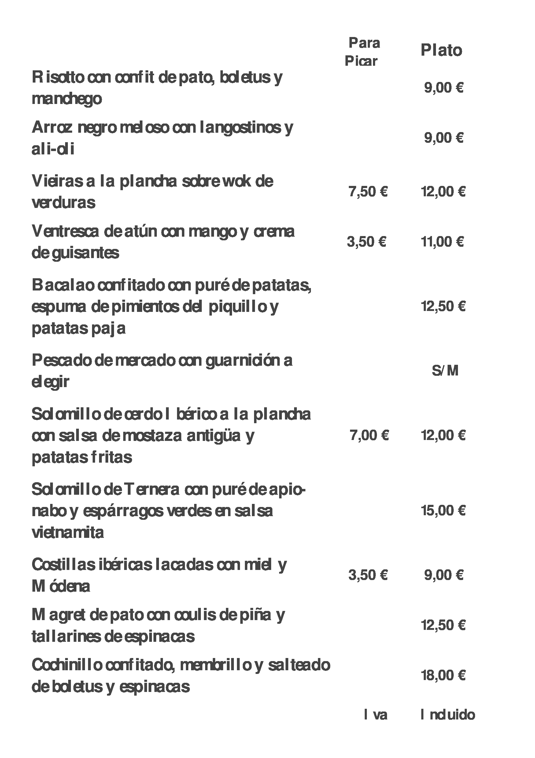  Menu La Malcontenta  
