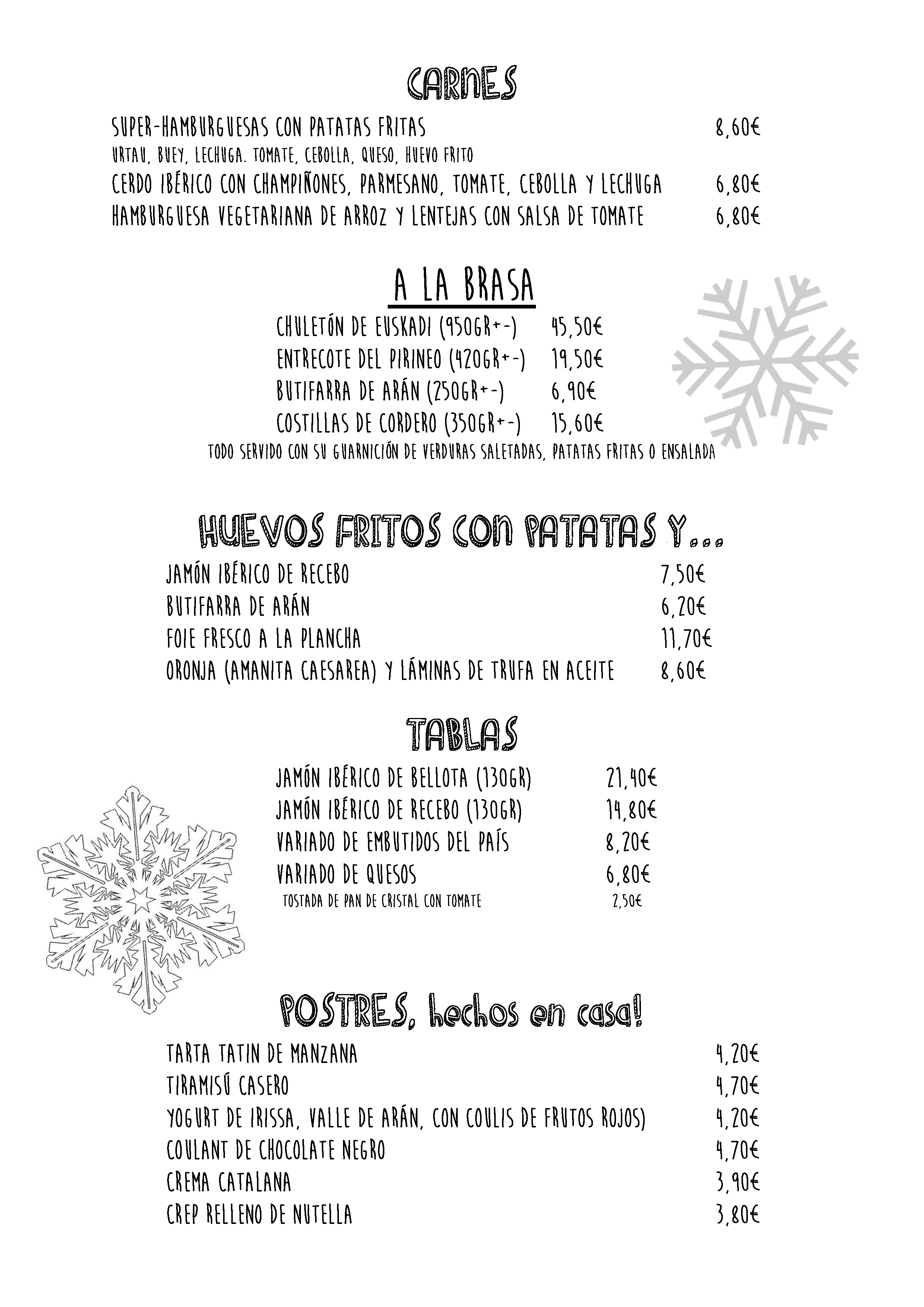  Menu Tauèrna Urtau Bossost  