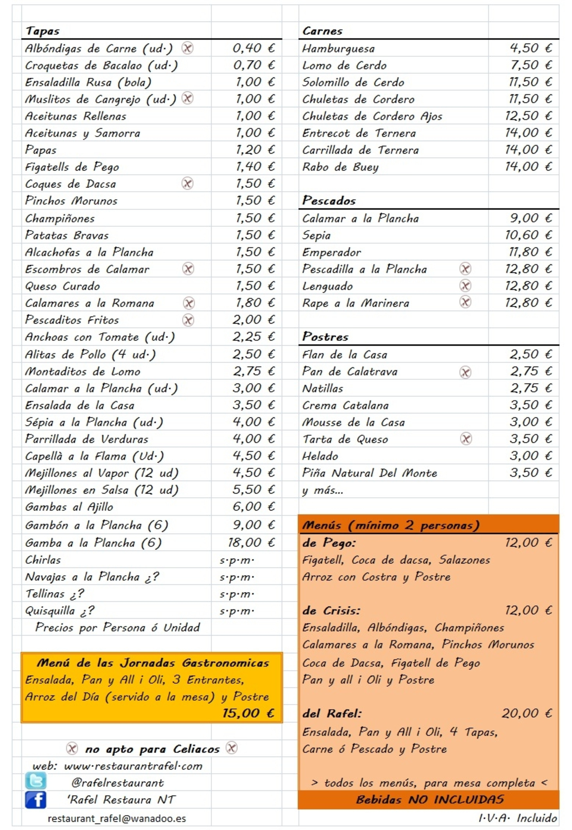 Menu RAFEL Restaurant  