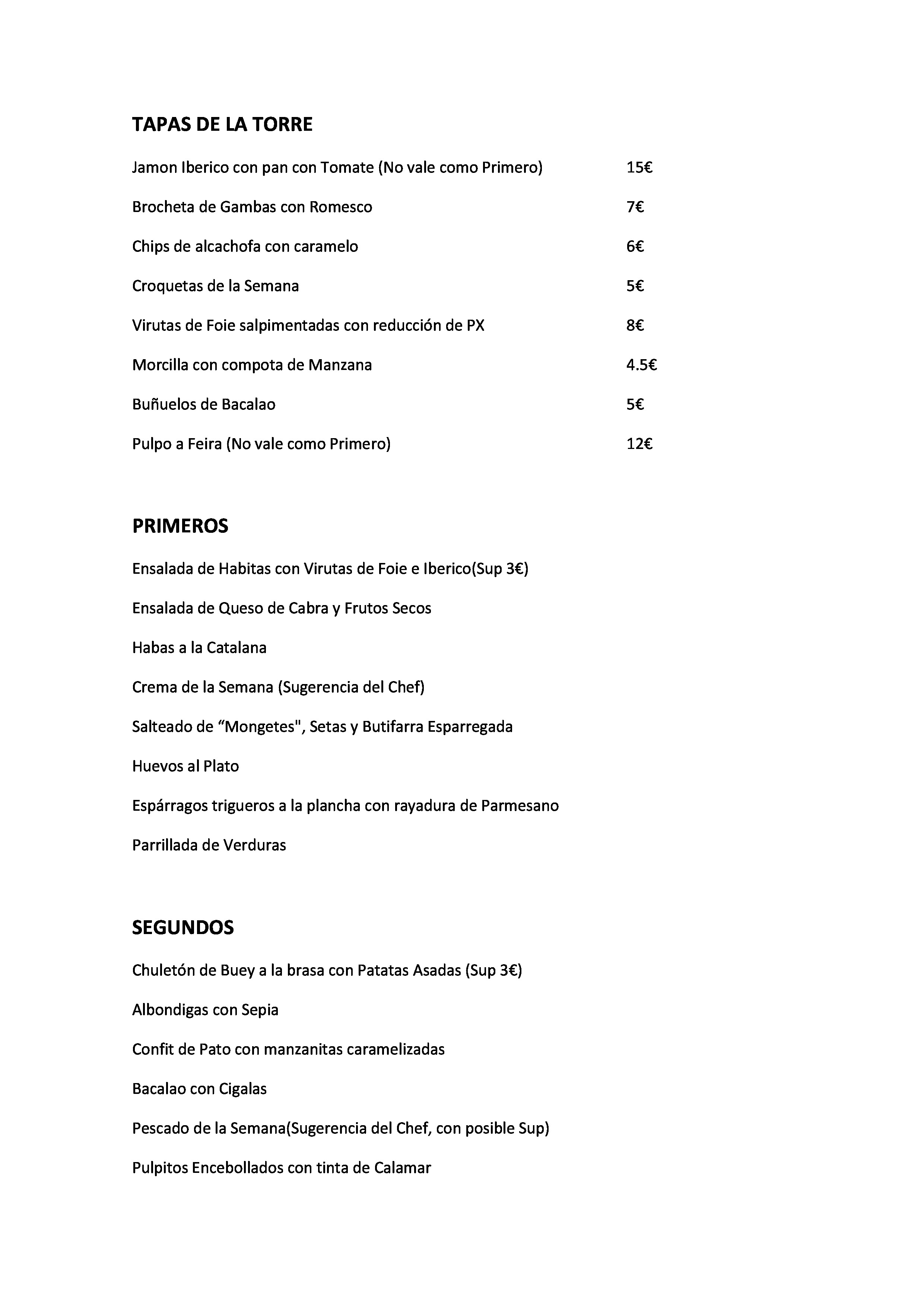  Menu La Torre de l'hereu  