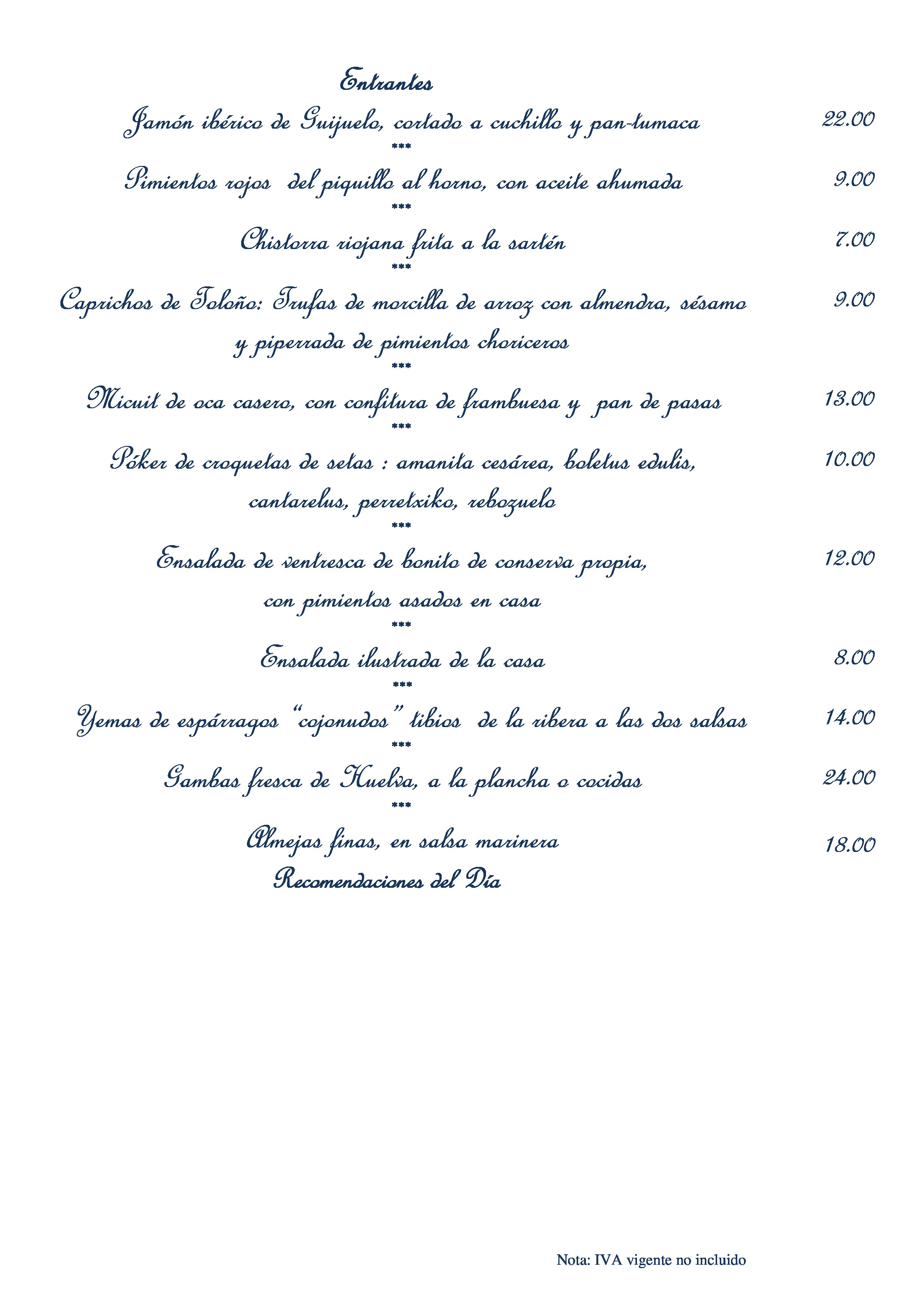  Menu Restaurante Marixa  