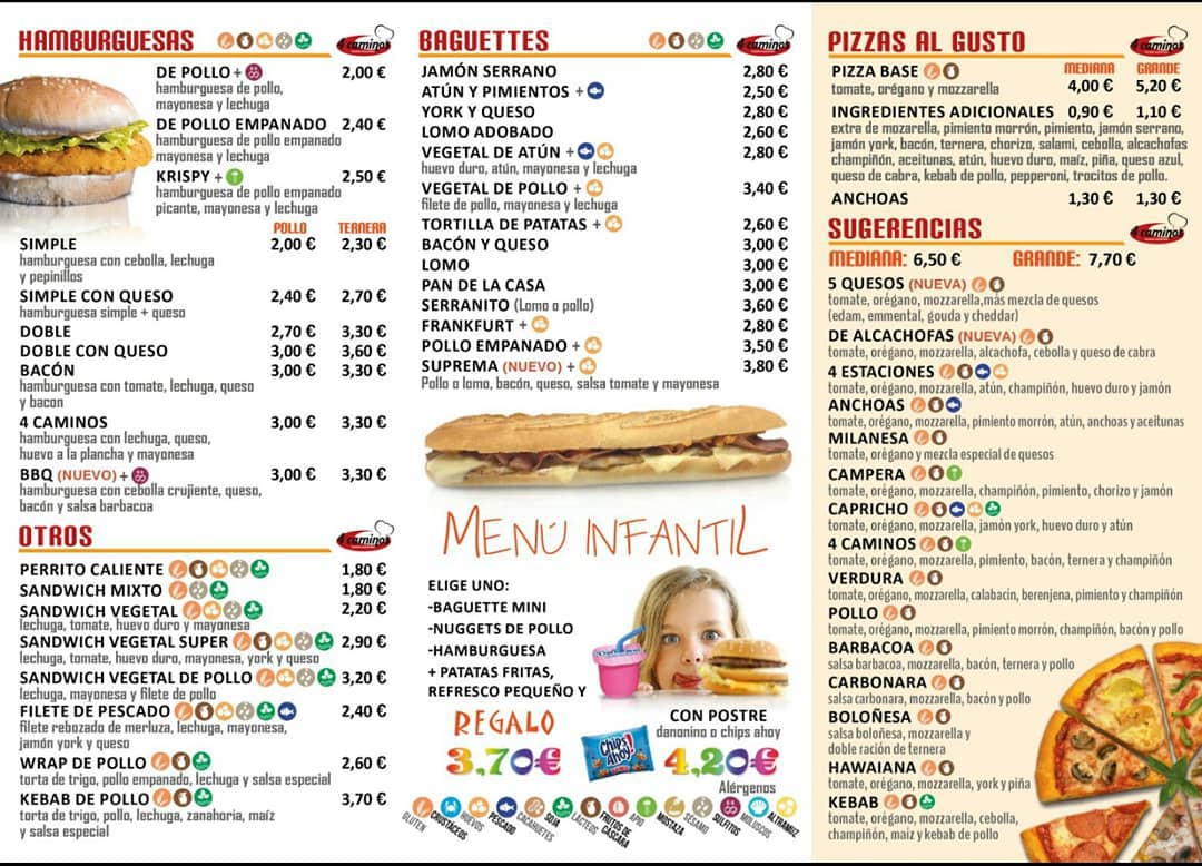  Menu Pizzeria 4 Caminos  