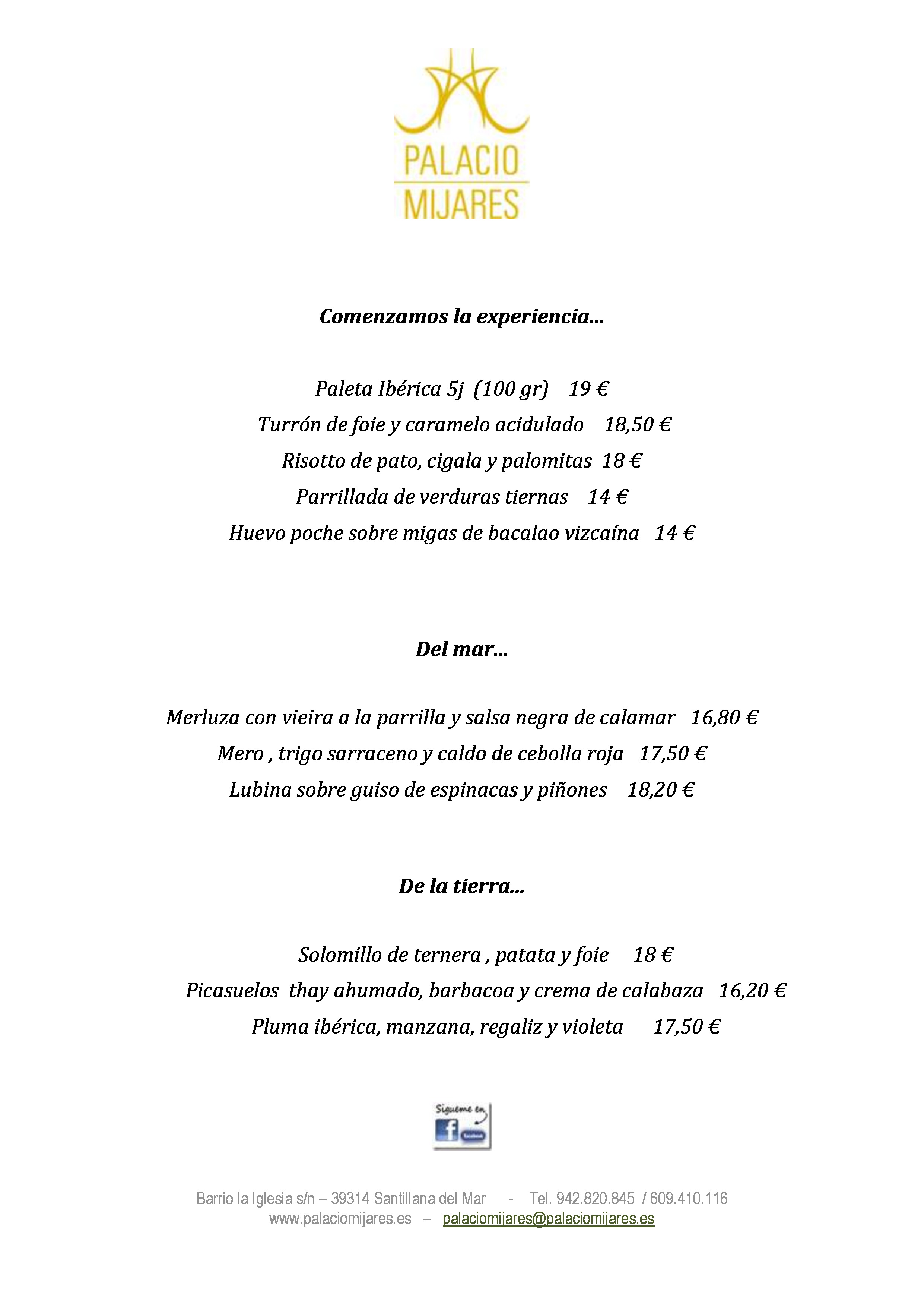  Menu Restaurante Palacio Mijares  