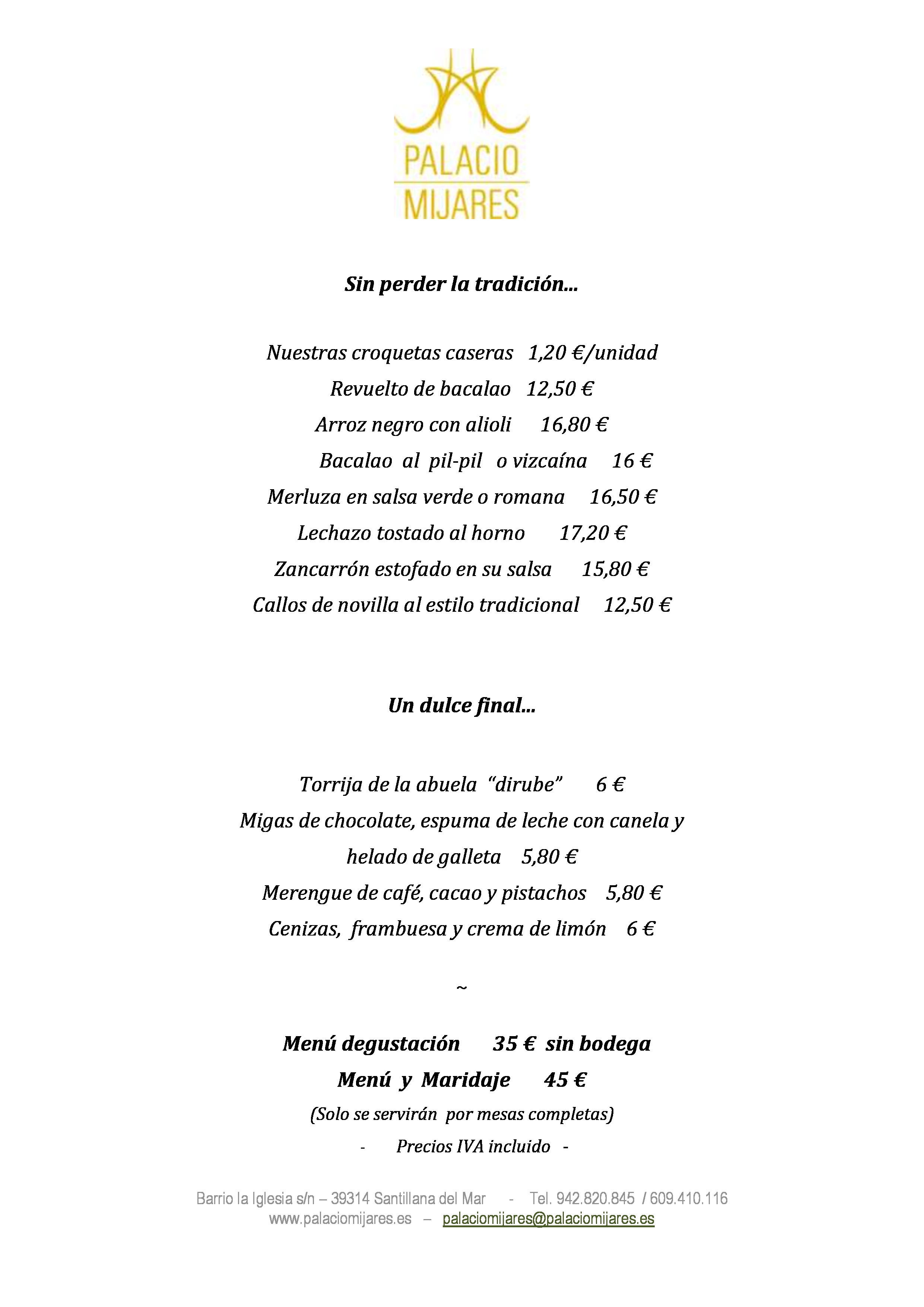  Menu Restaurante Palacio Mijares  