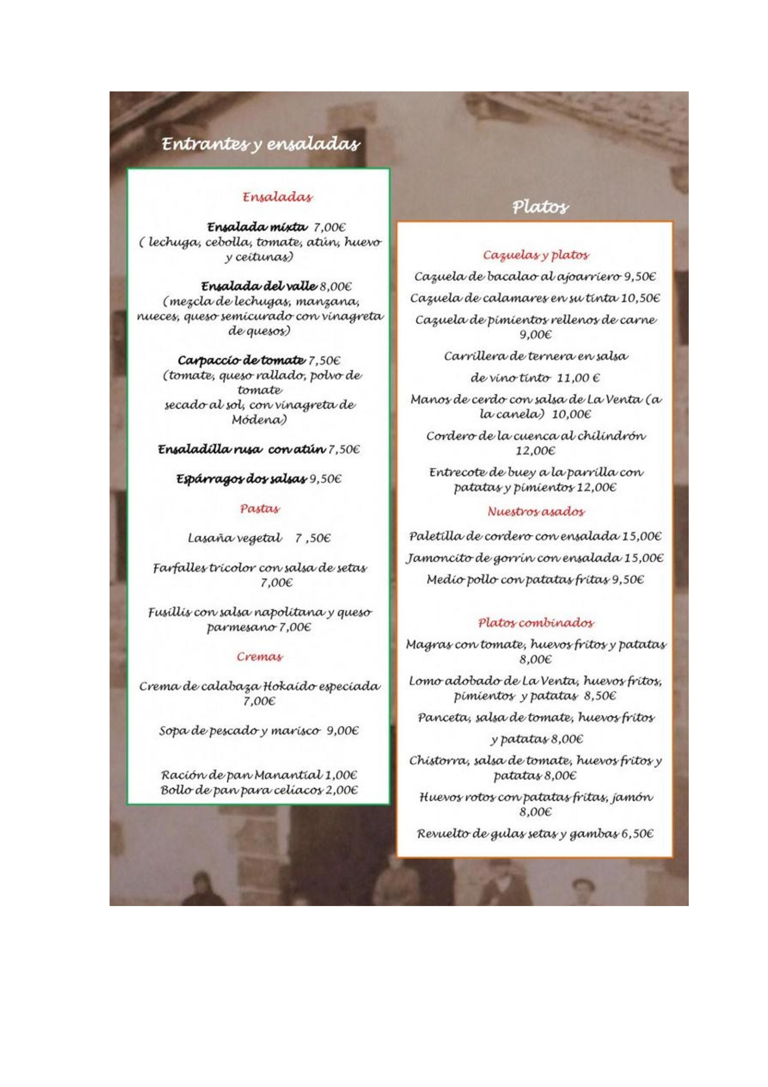  Menu Restaurante Maira  
