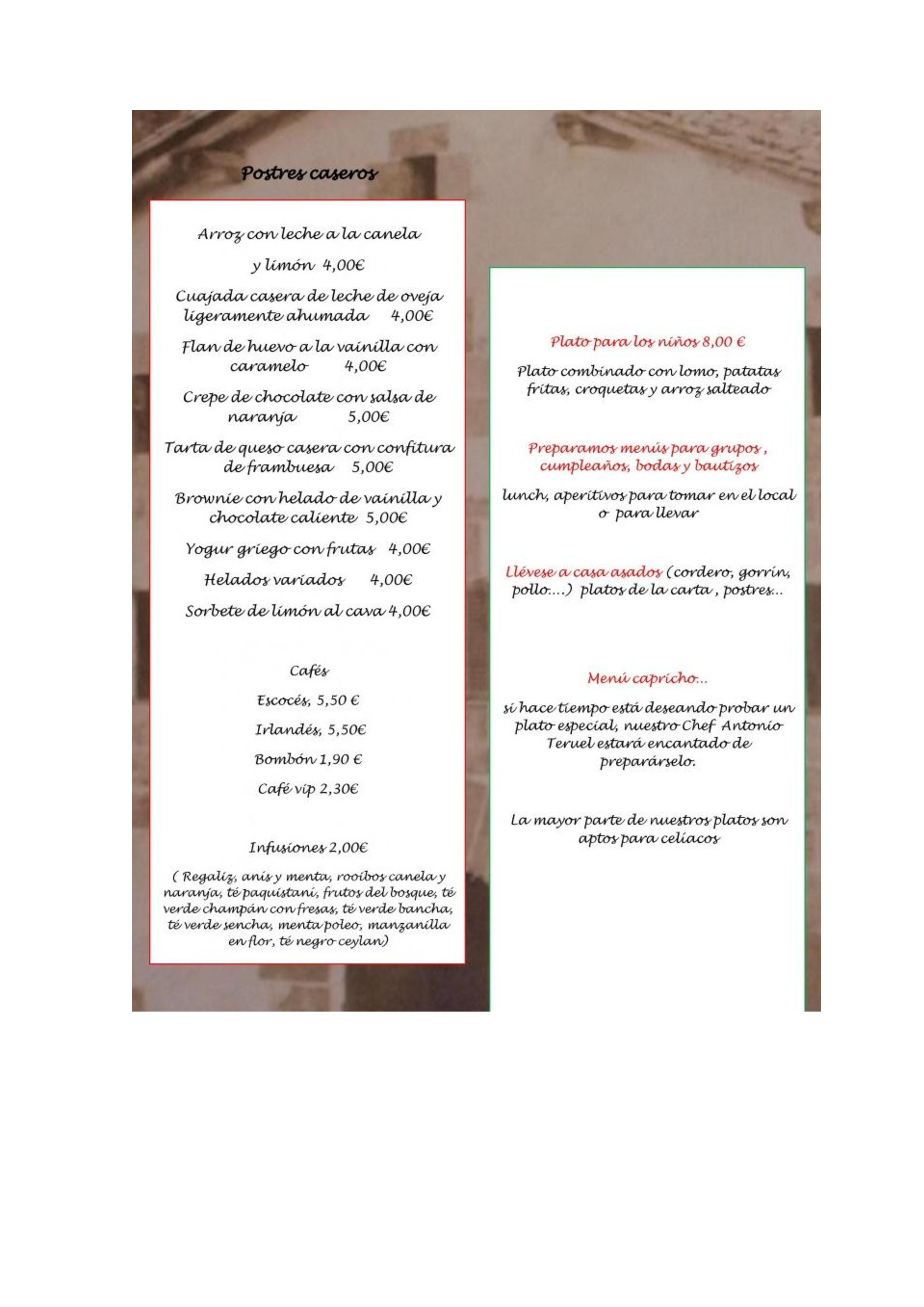 Menu Restaurante Maira  