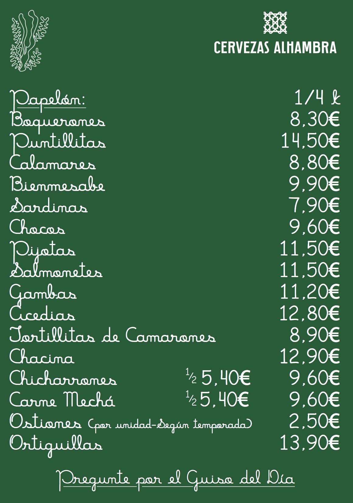  Menu La Caleta Taberna Gaditana  