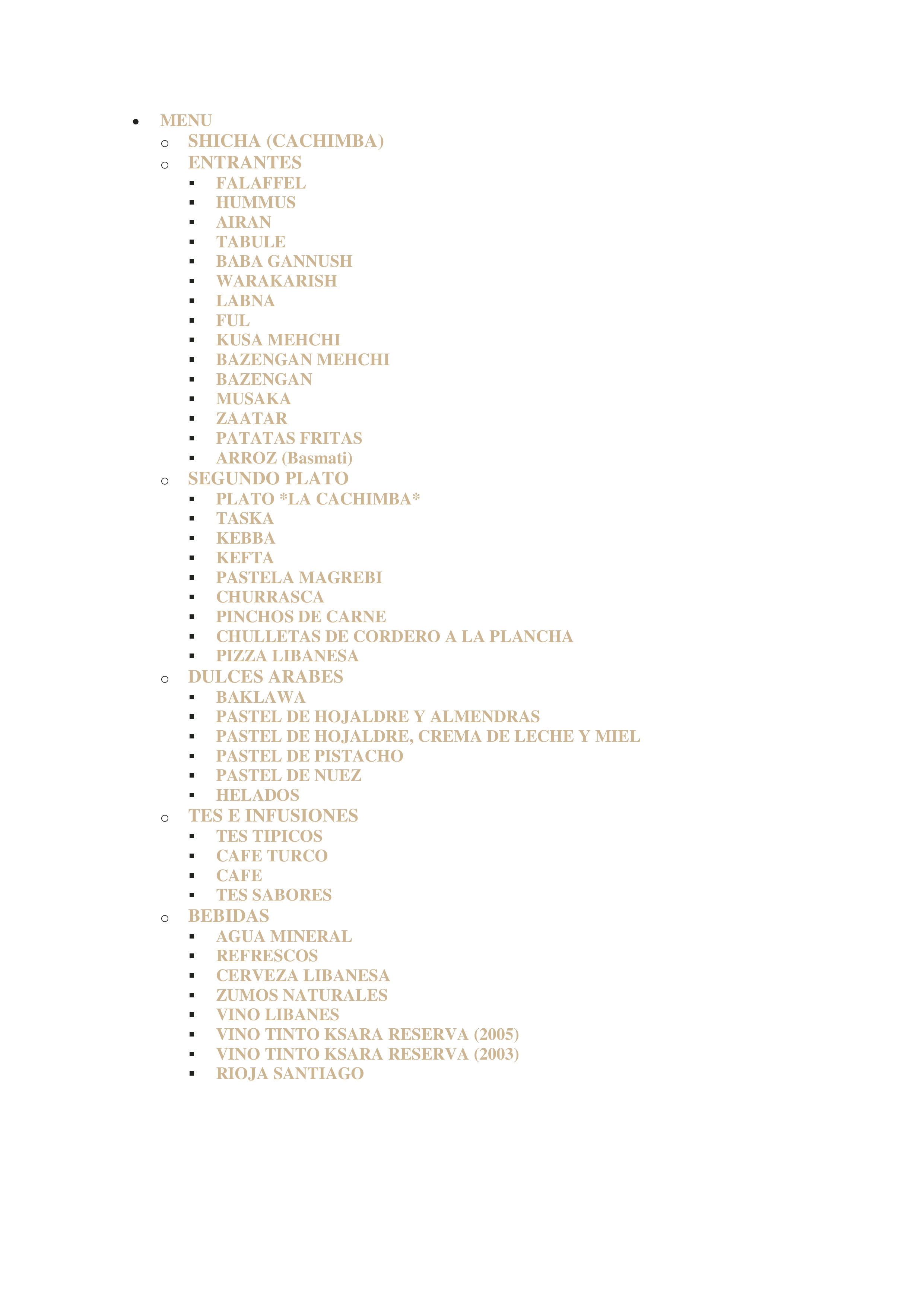 Menu La Cachimba  