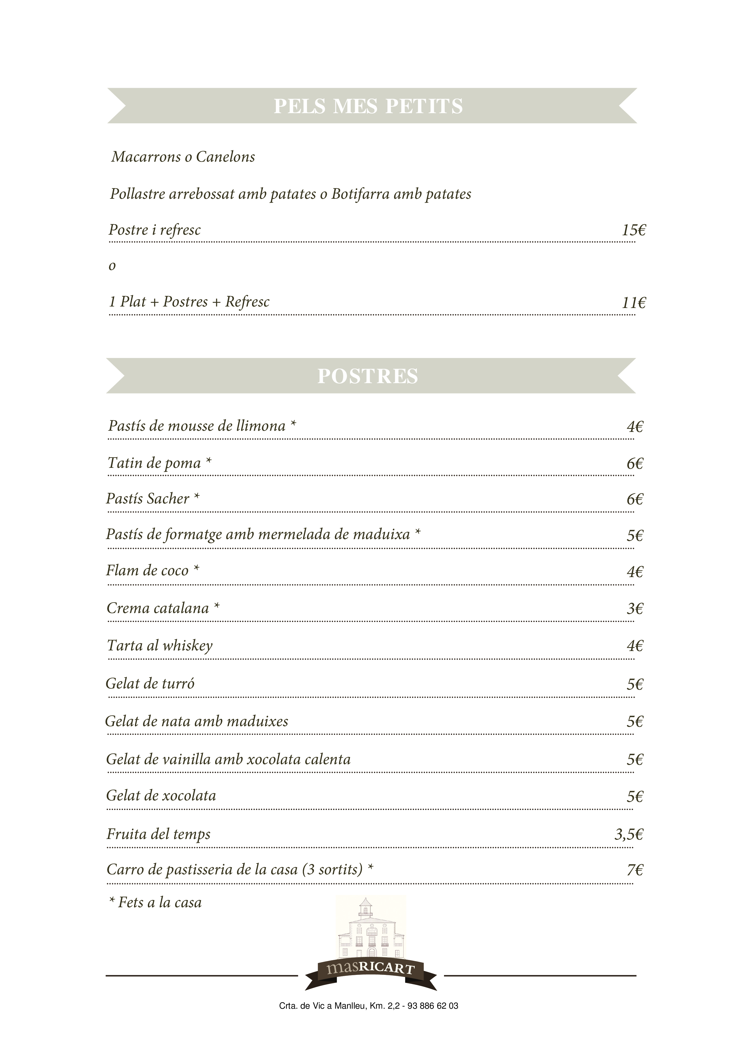  Menu Mas Ricart  