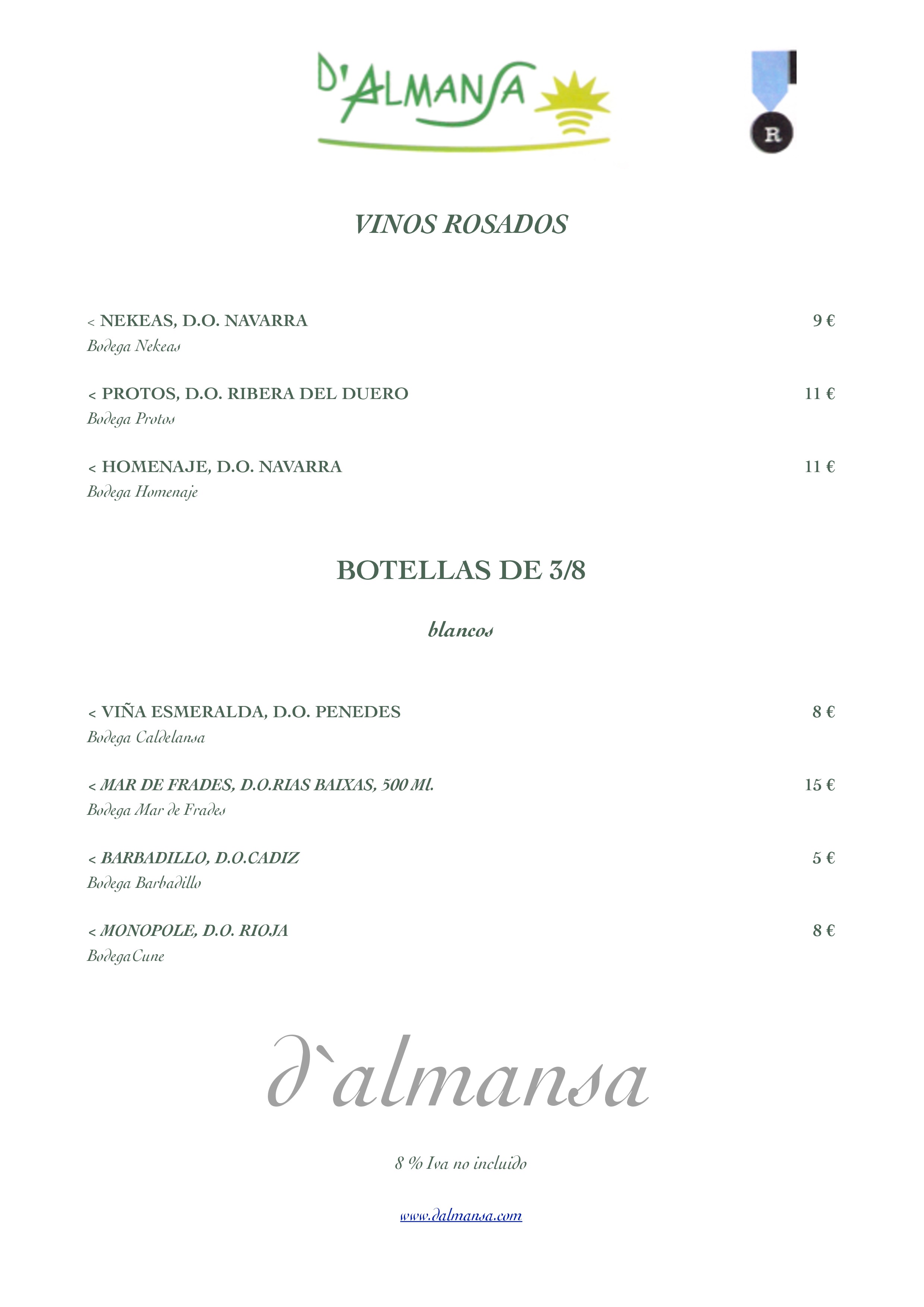  Menu d´almansa  