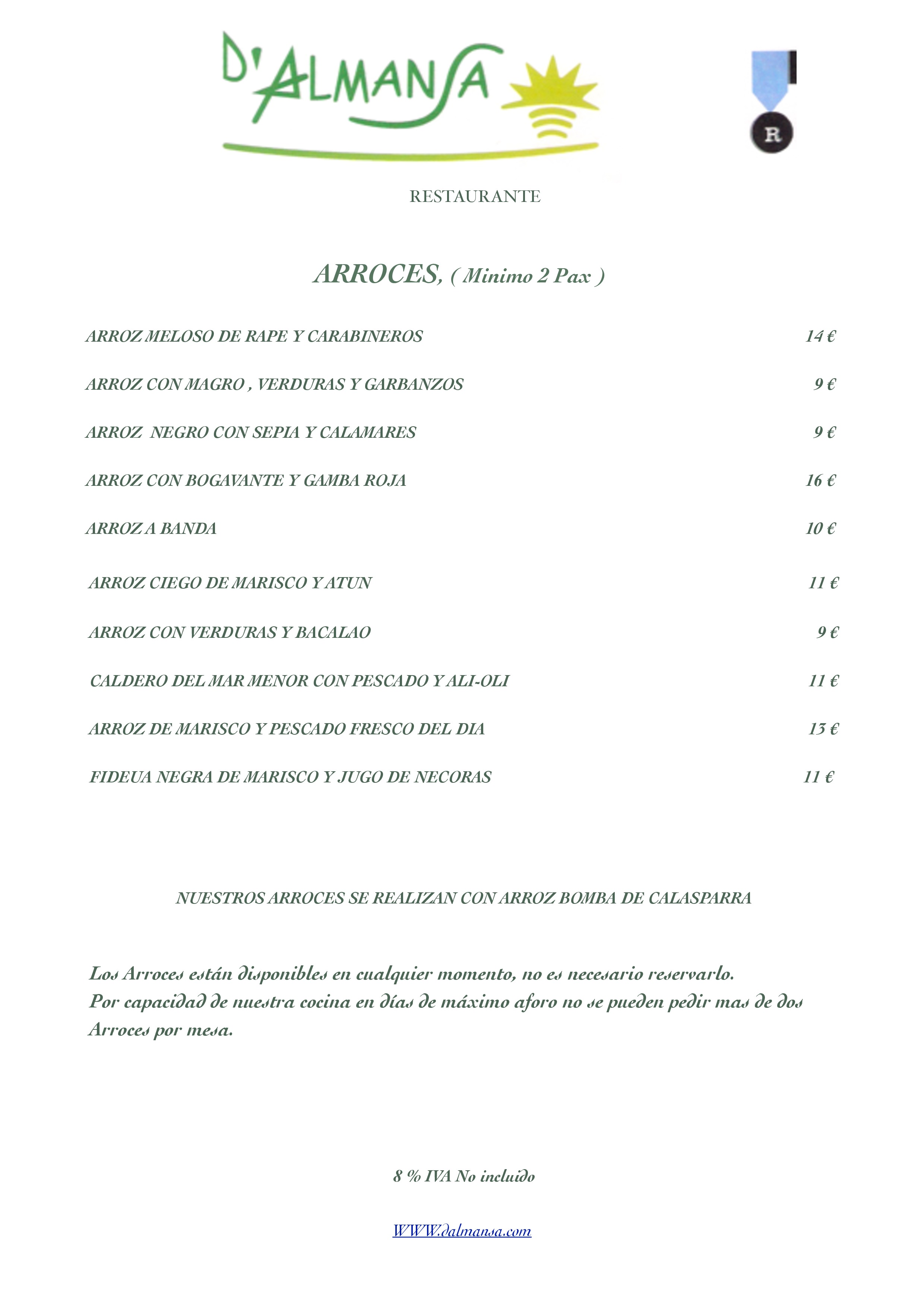  Menu d´almansa  