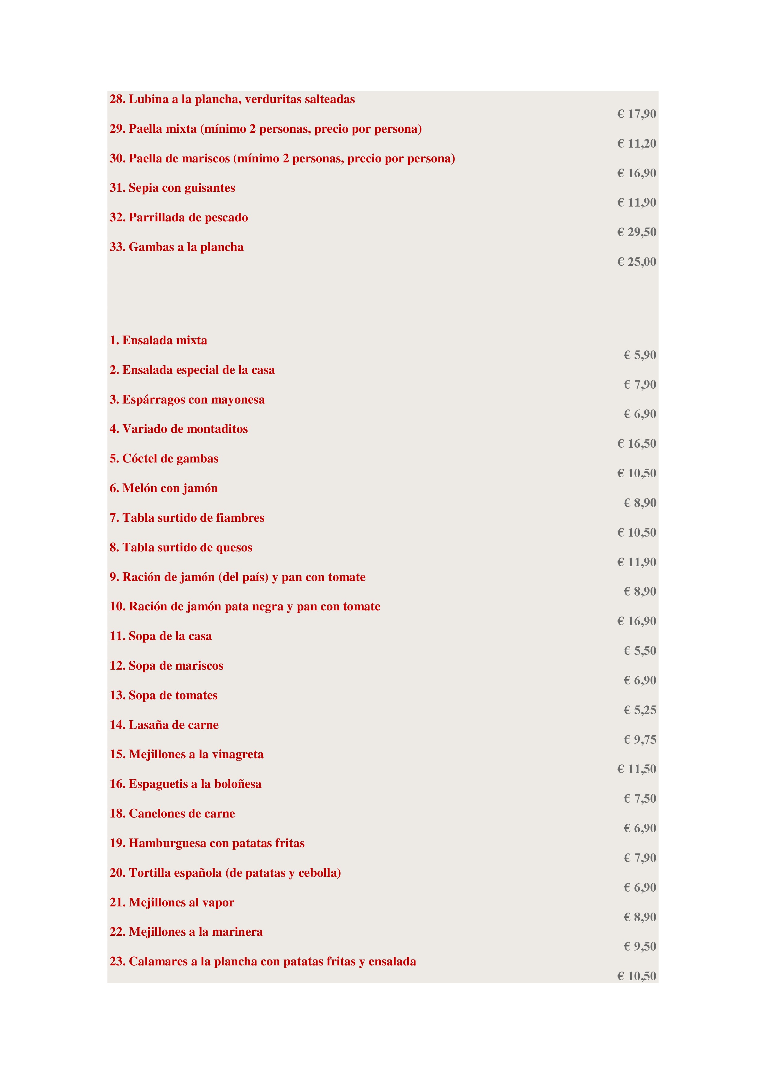  Menu Restaurante Bon Lloc  