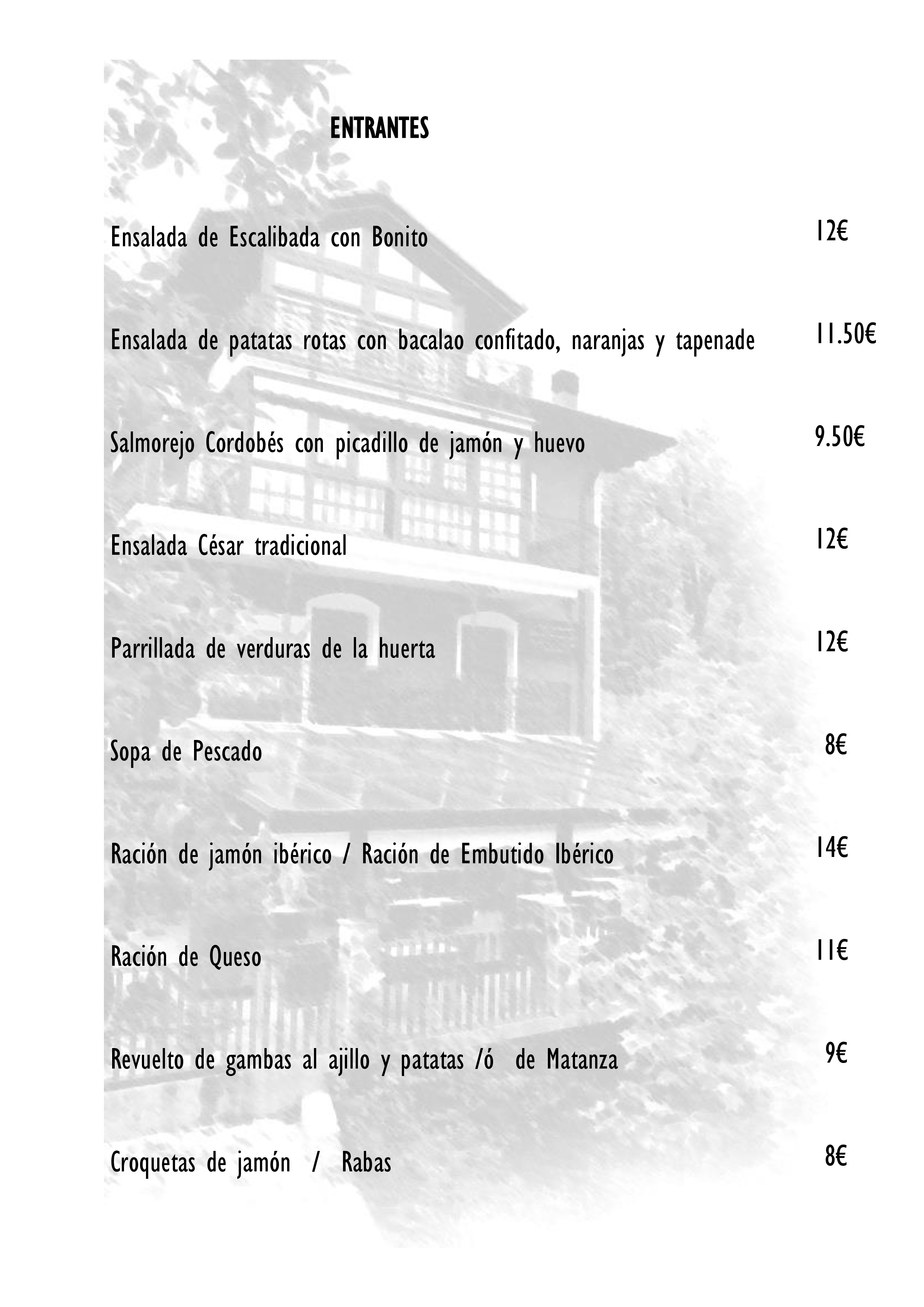  Menu La Casa del Puente  