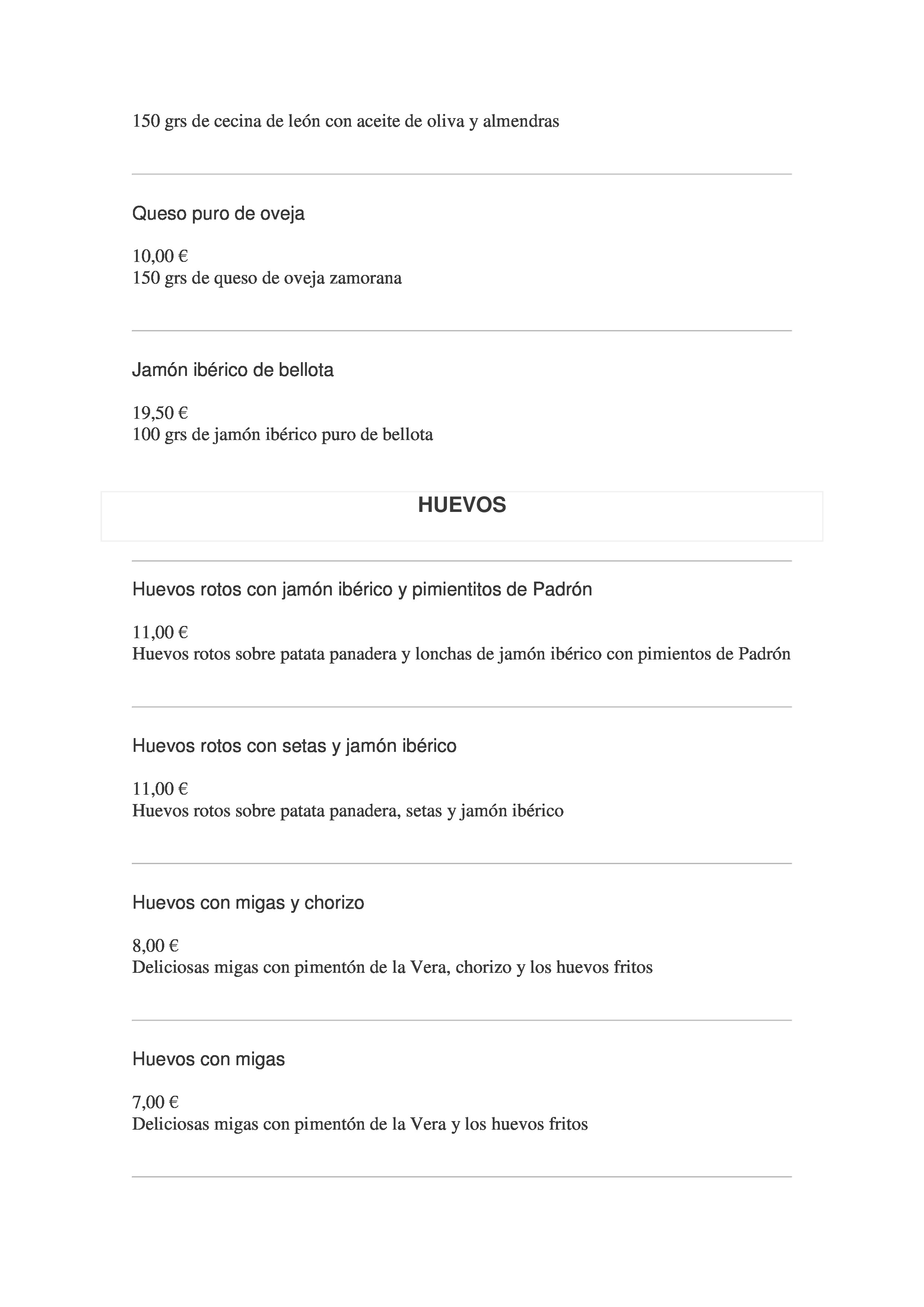  Menu Los Olivos de Castilla  