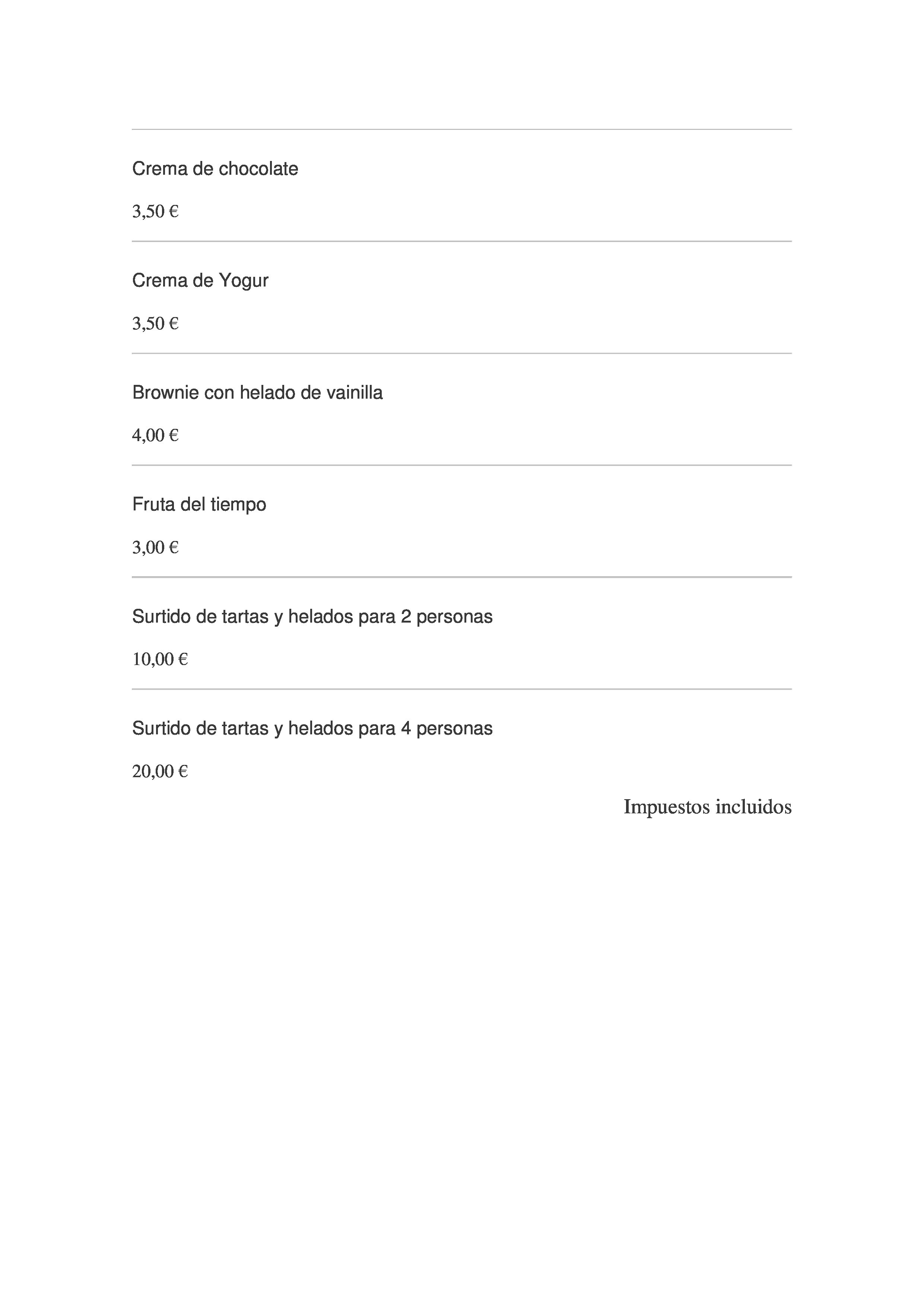  Menu Los Olivos de Castilla  