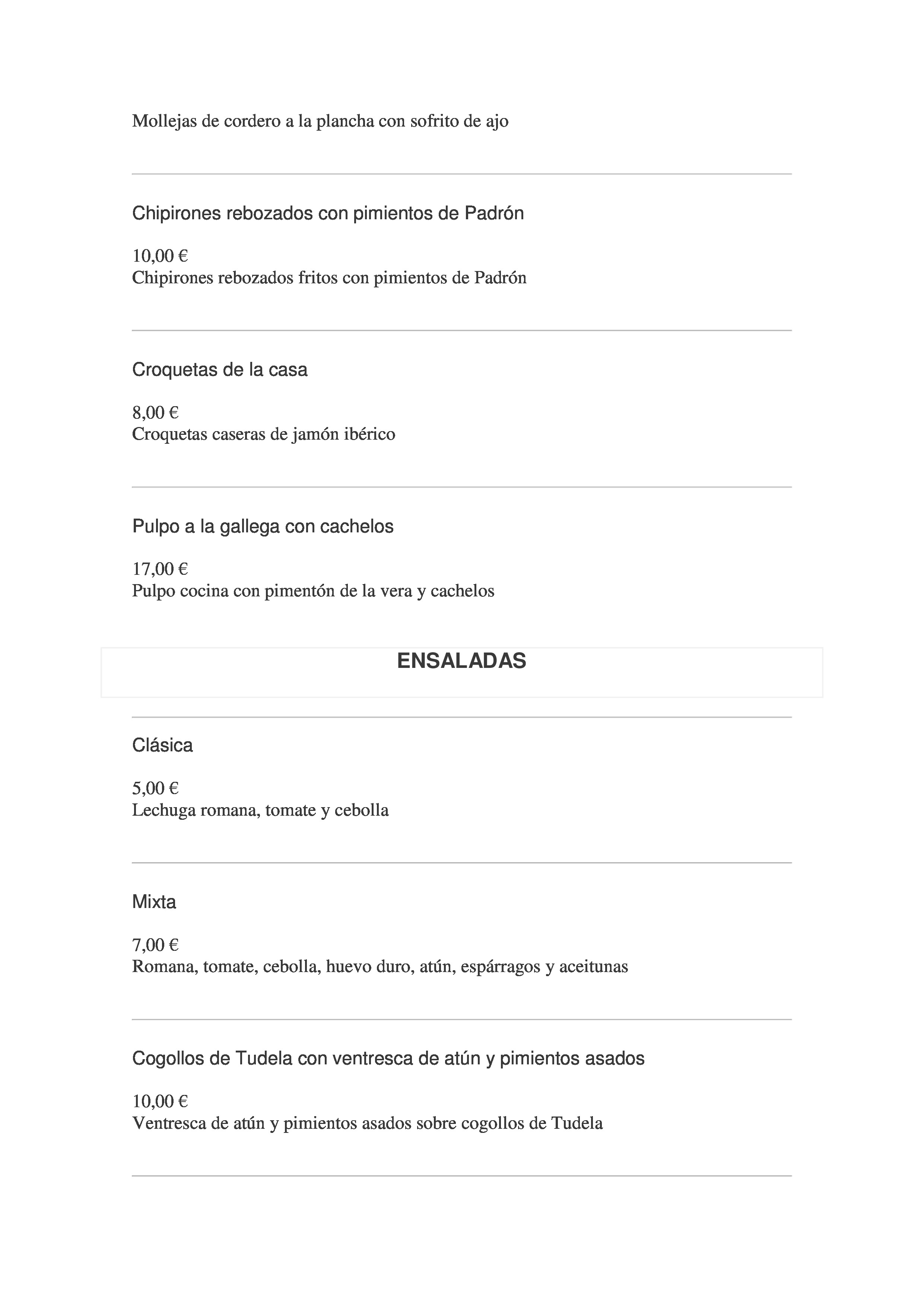  Menu Los Olivos de Castilla  