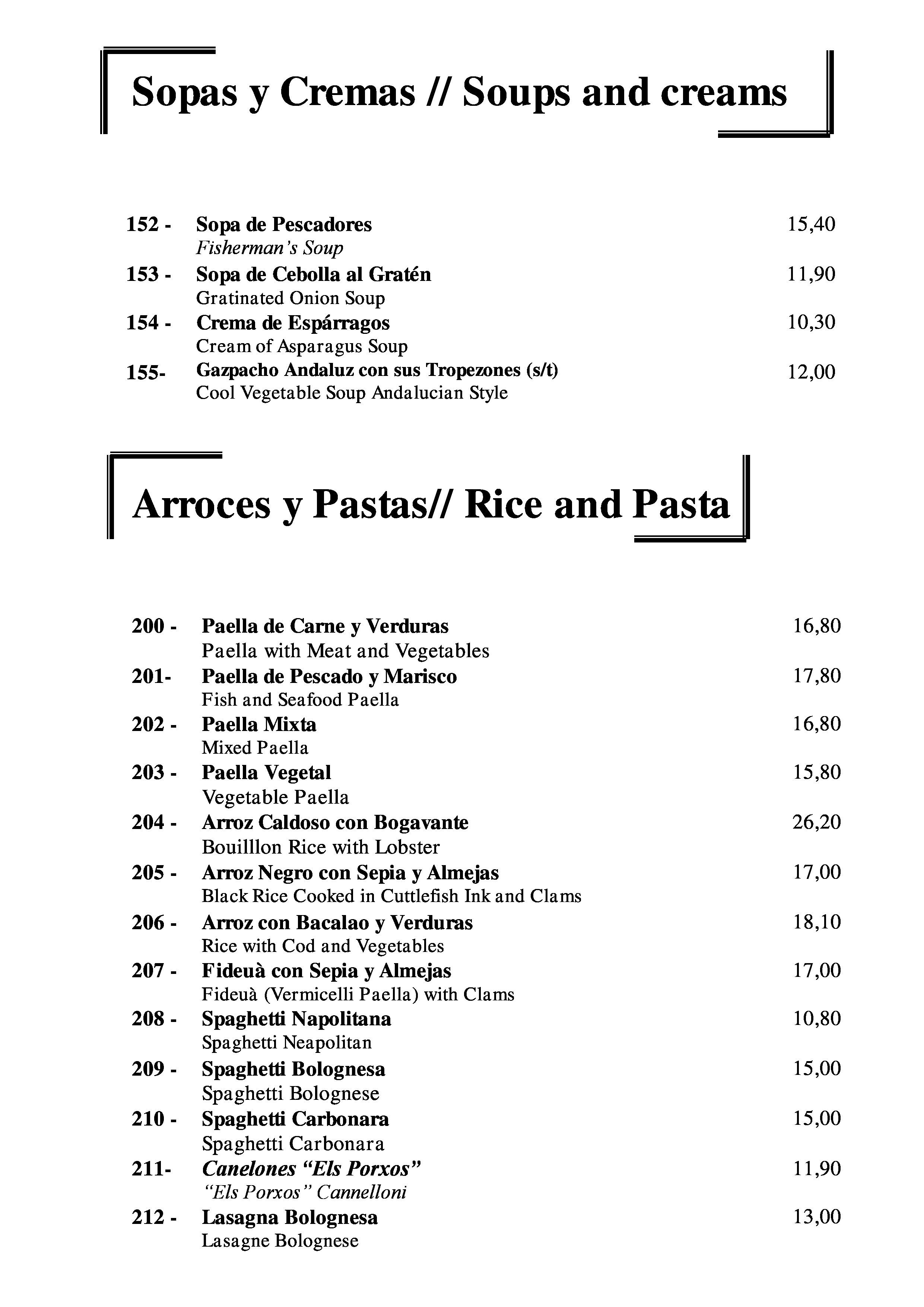 Menu Els Porxos  