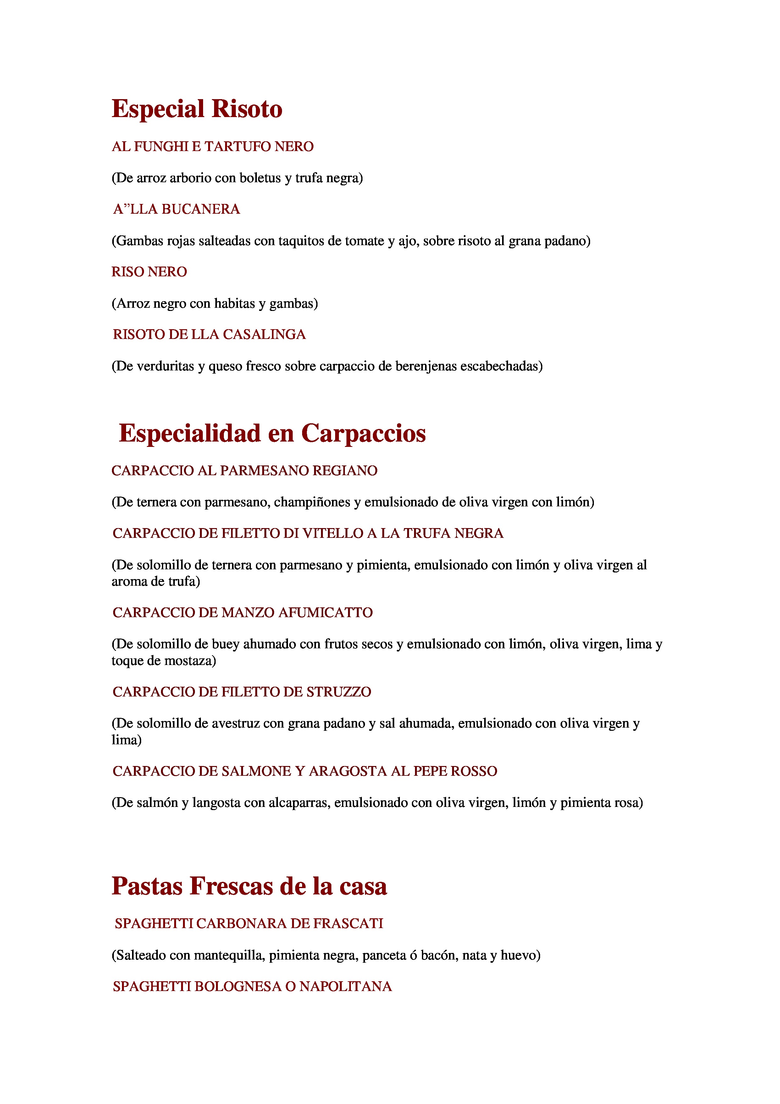  Menu Canaletto  
