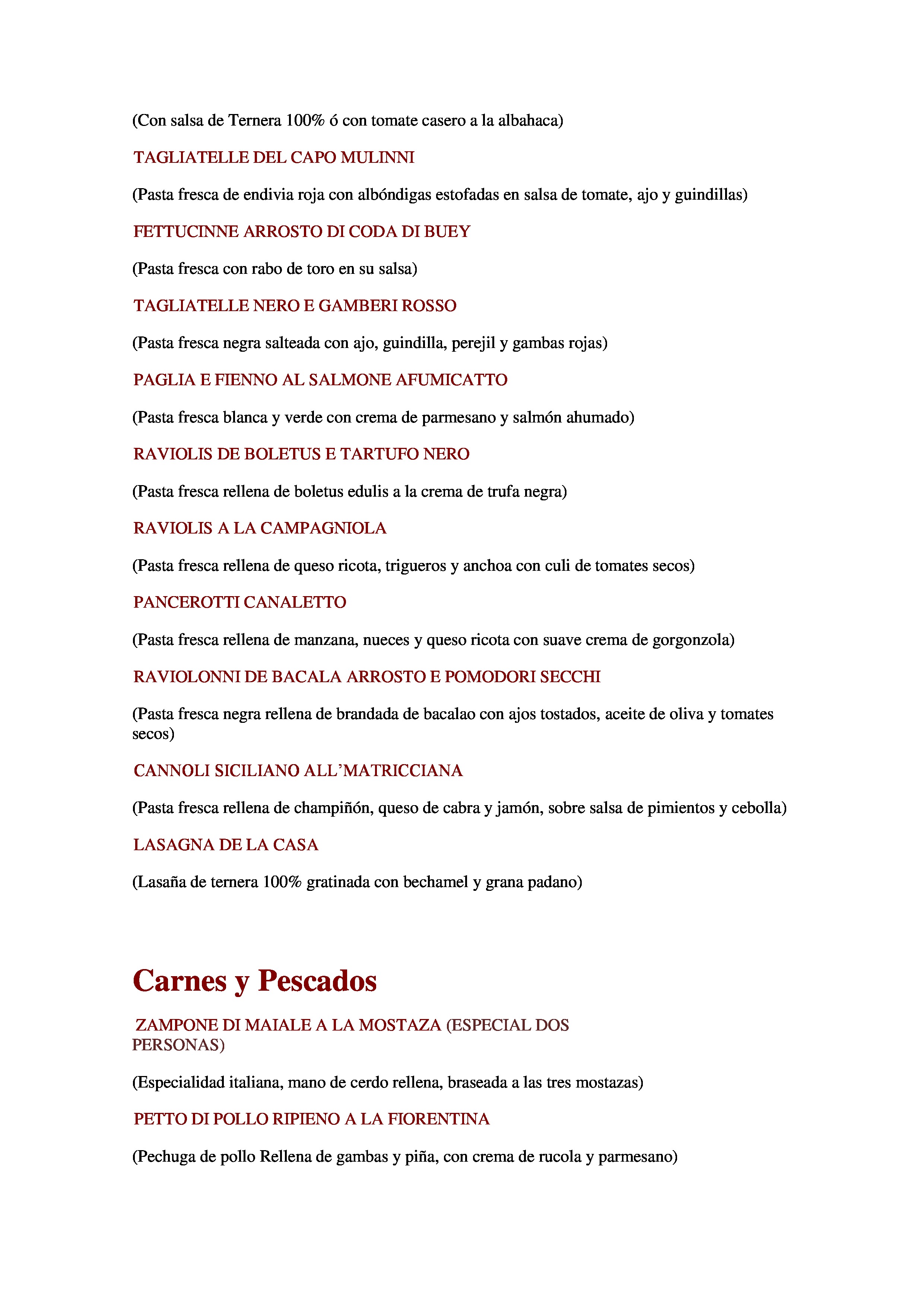 Menu Canaletto  