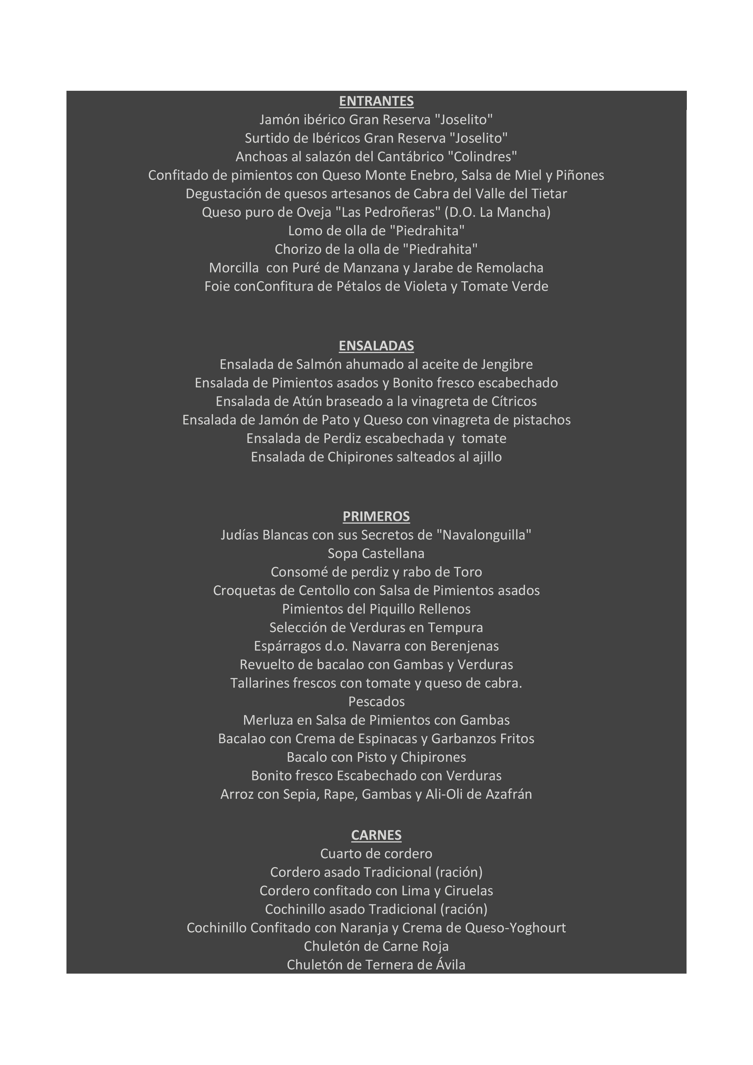  Menu El Molino de la Losa  