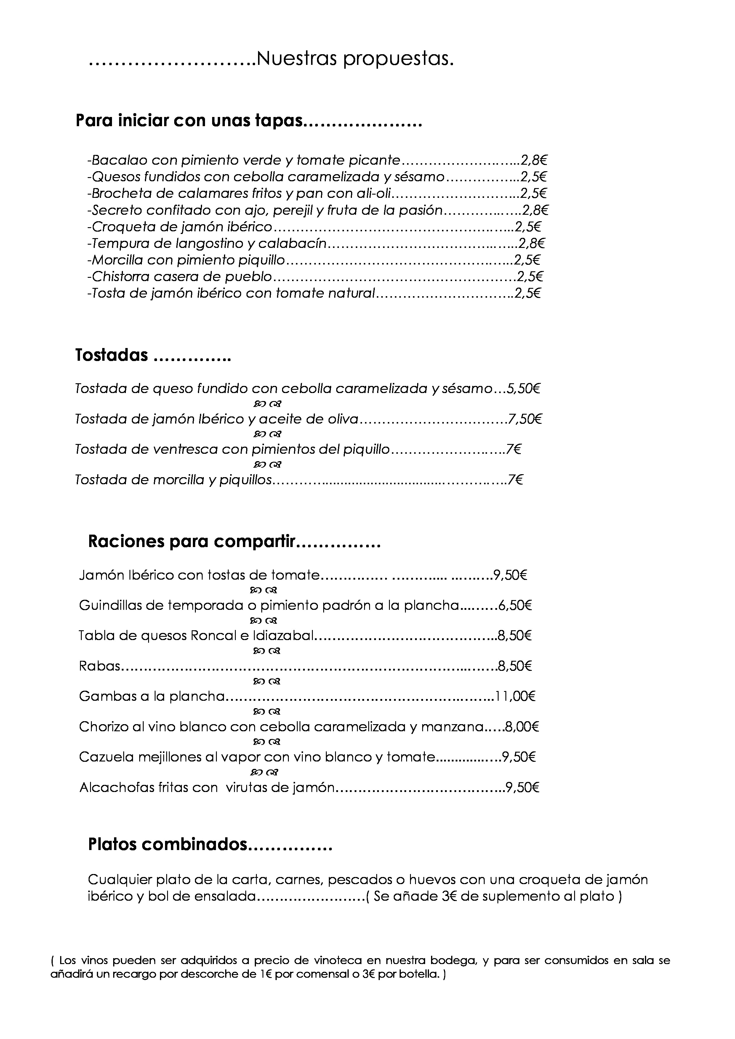  Menu Restaurante Merindad de Olite " Enoteca-Winebar"  