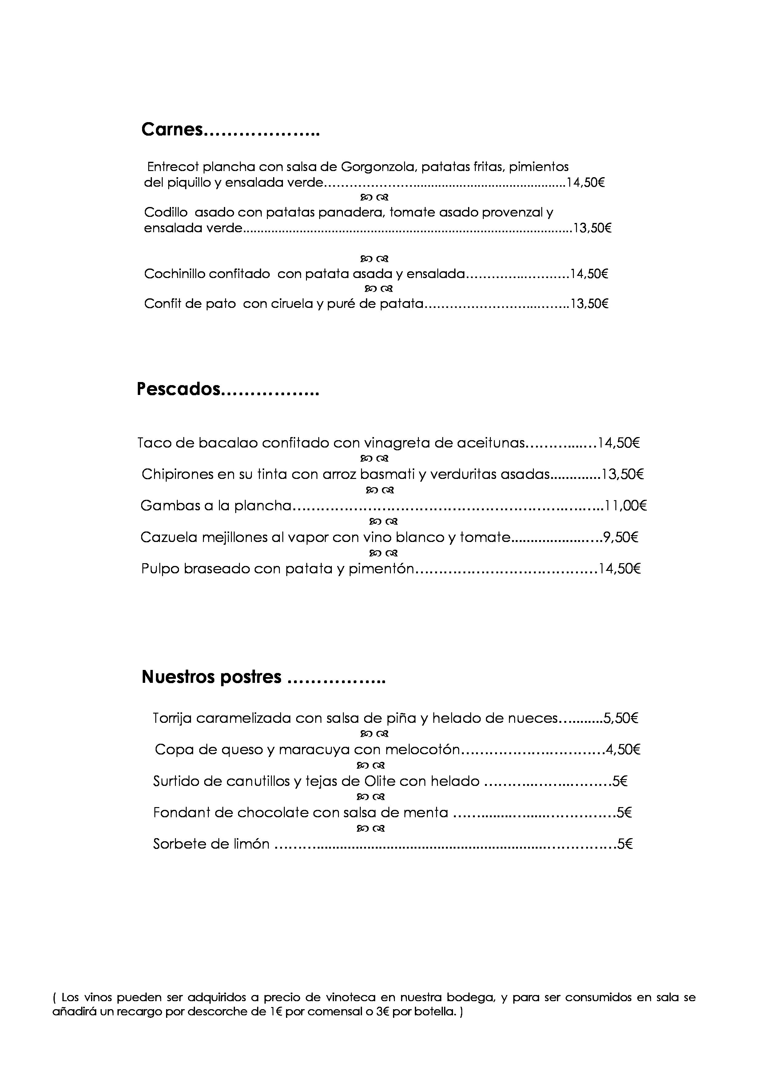  Menu Restaurante Merindad de Olite " Enoteca-Winebar"  