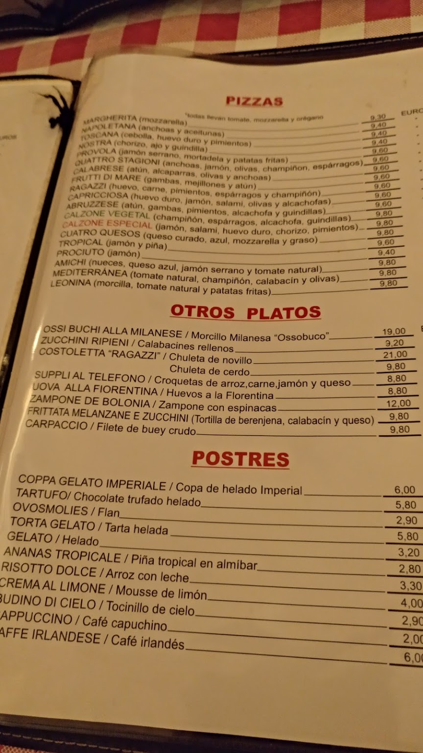 Menu Ragazzi  
