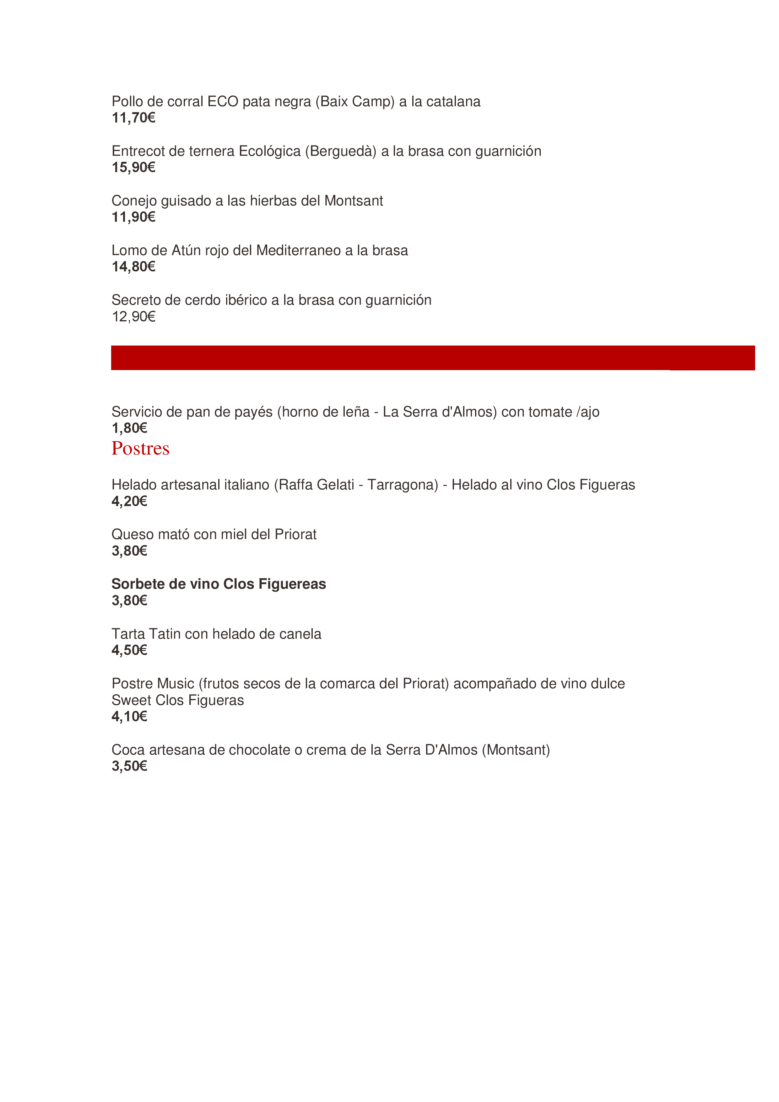  Menu Les Figueres  