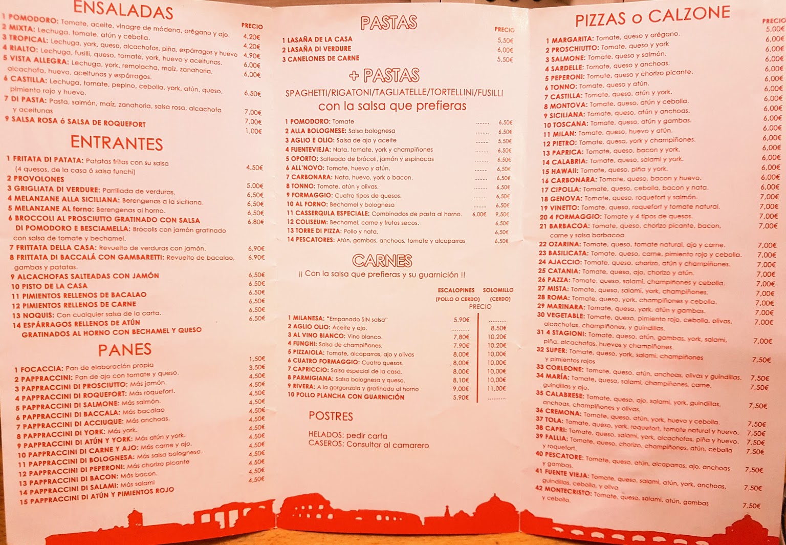  Menu Pizzeria Milano  