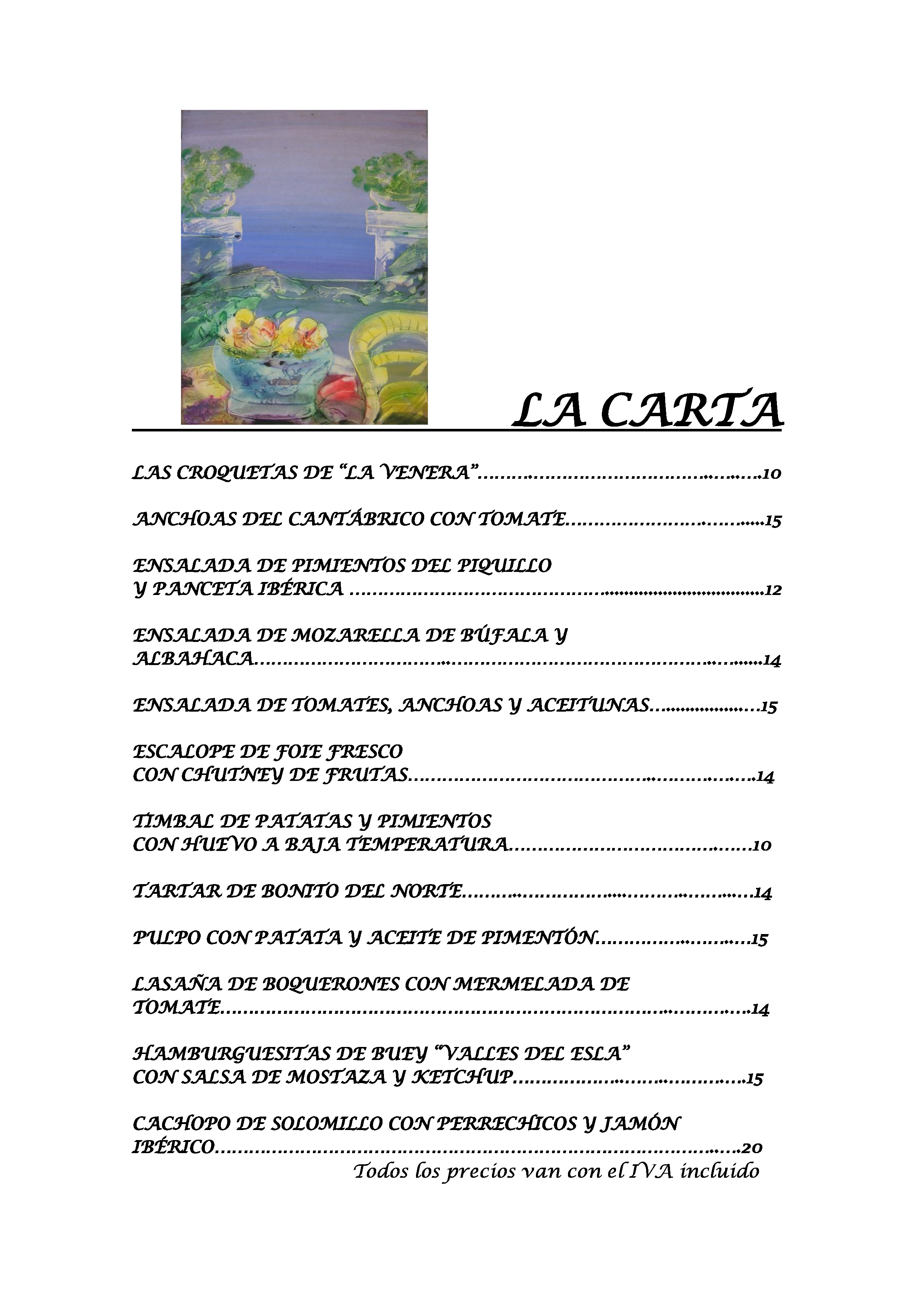  Menu La Venera  