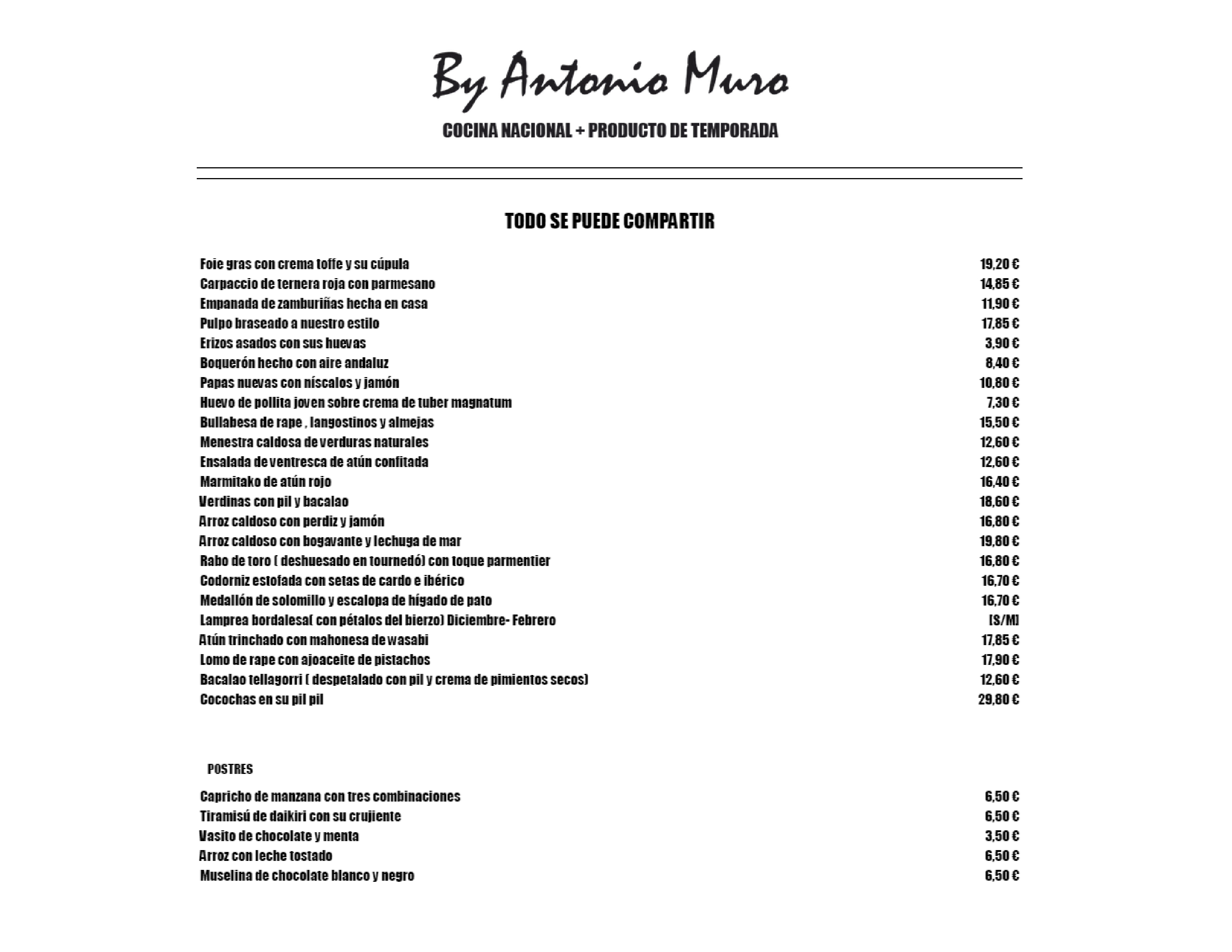 Menu By Antonio Muro  