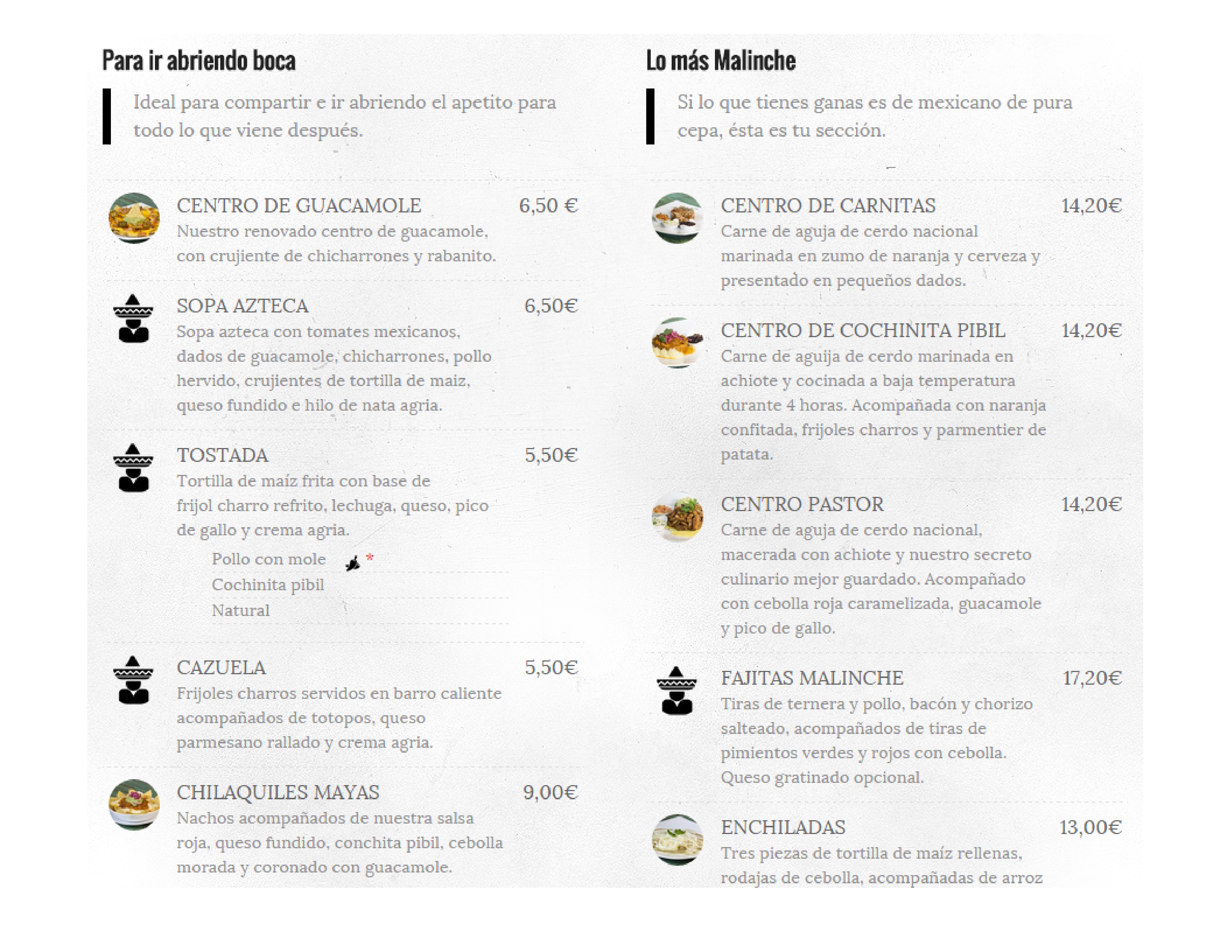  Menu La Malinche  