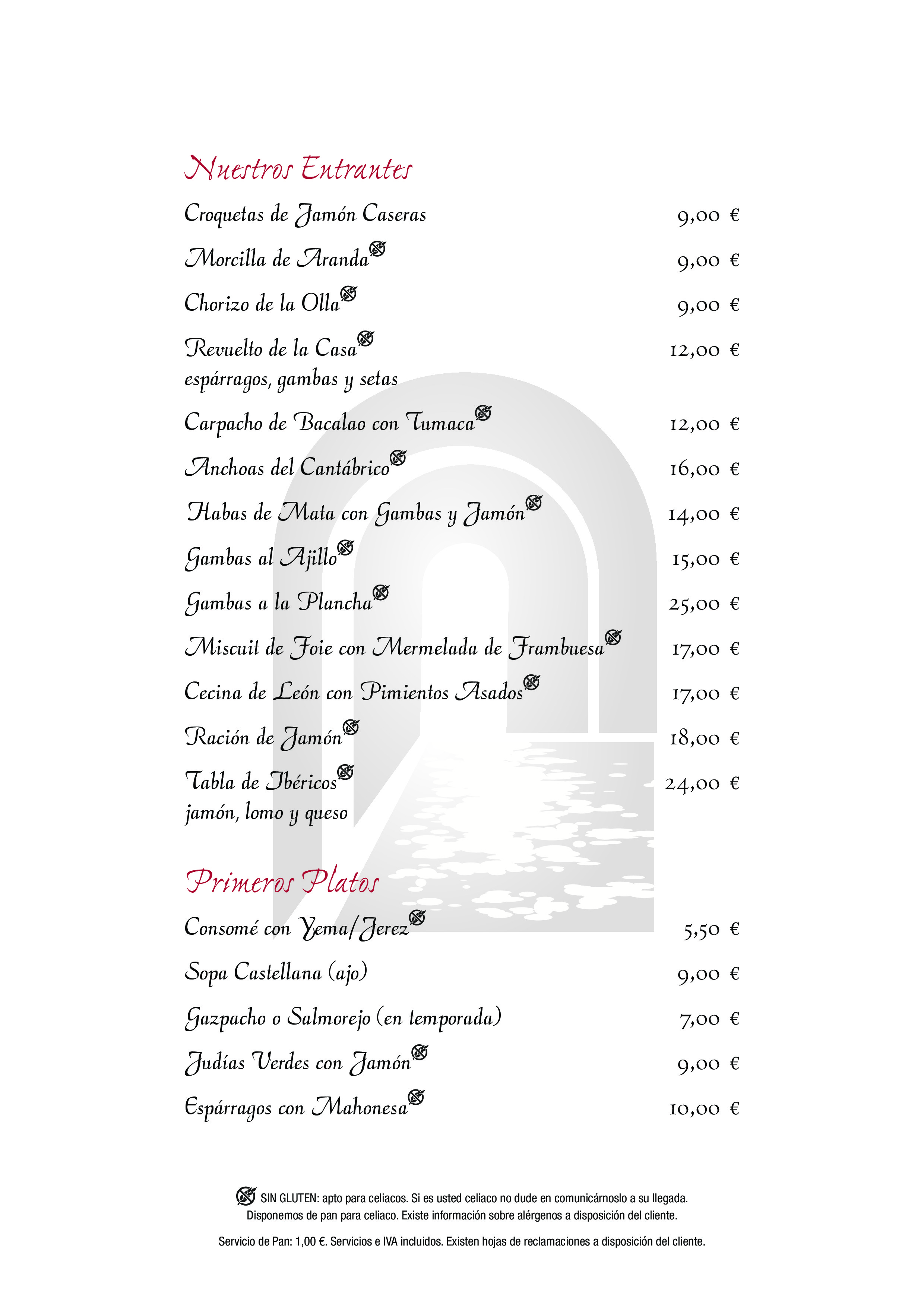  Menu La Casa del Convento  