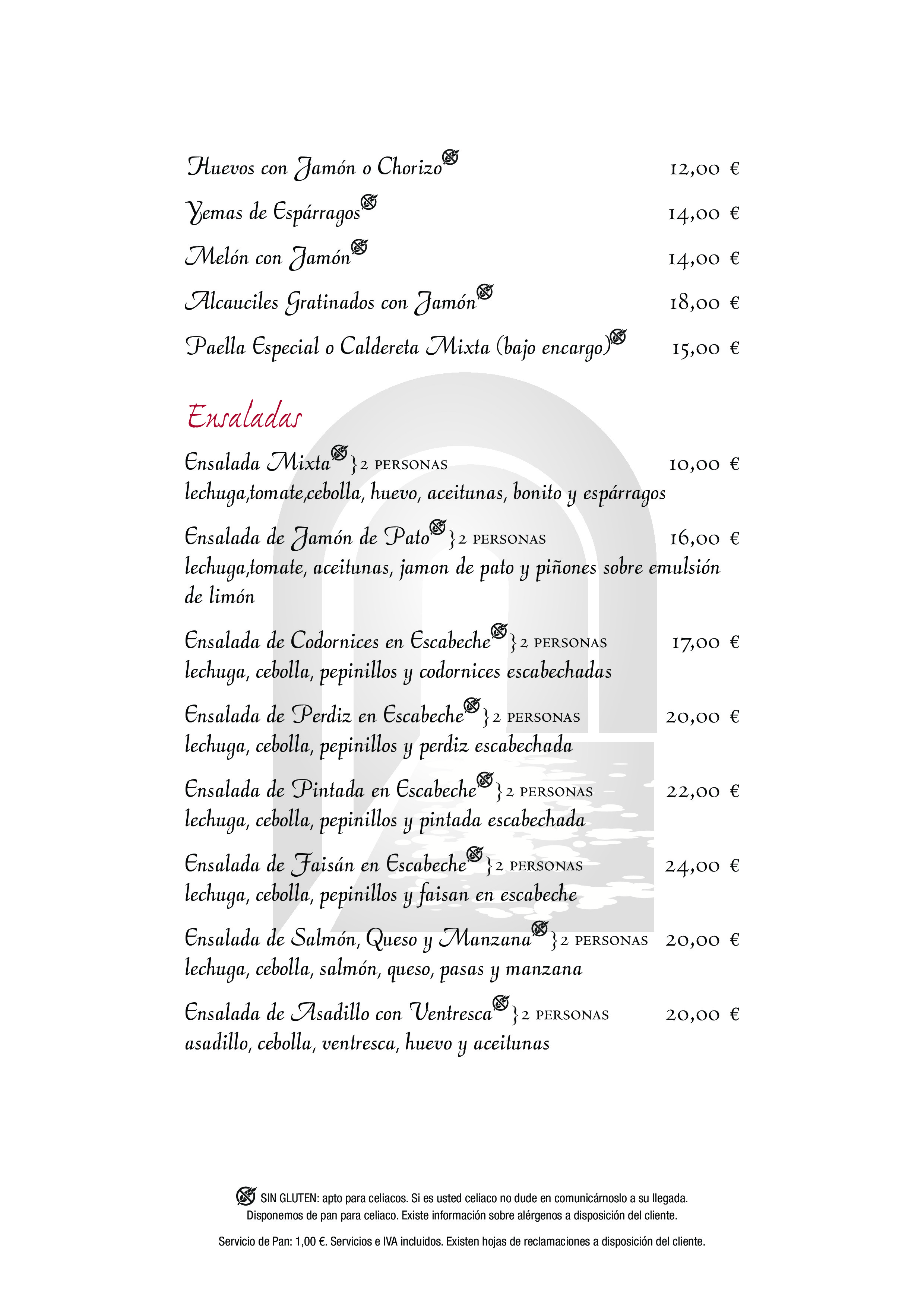  Menu La Casa del Convento  