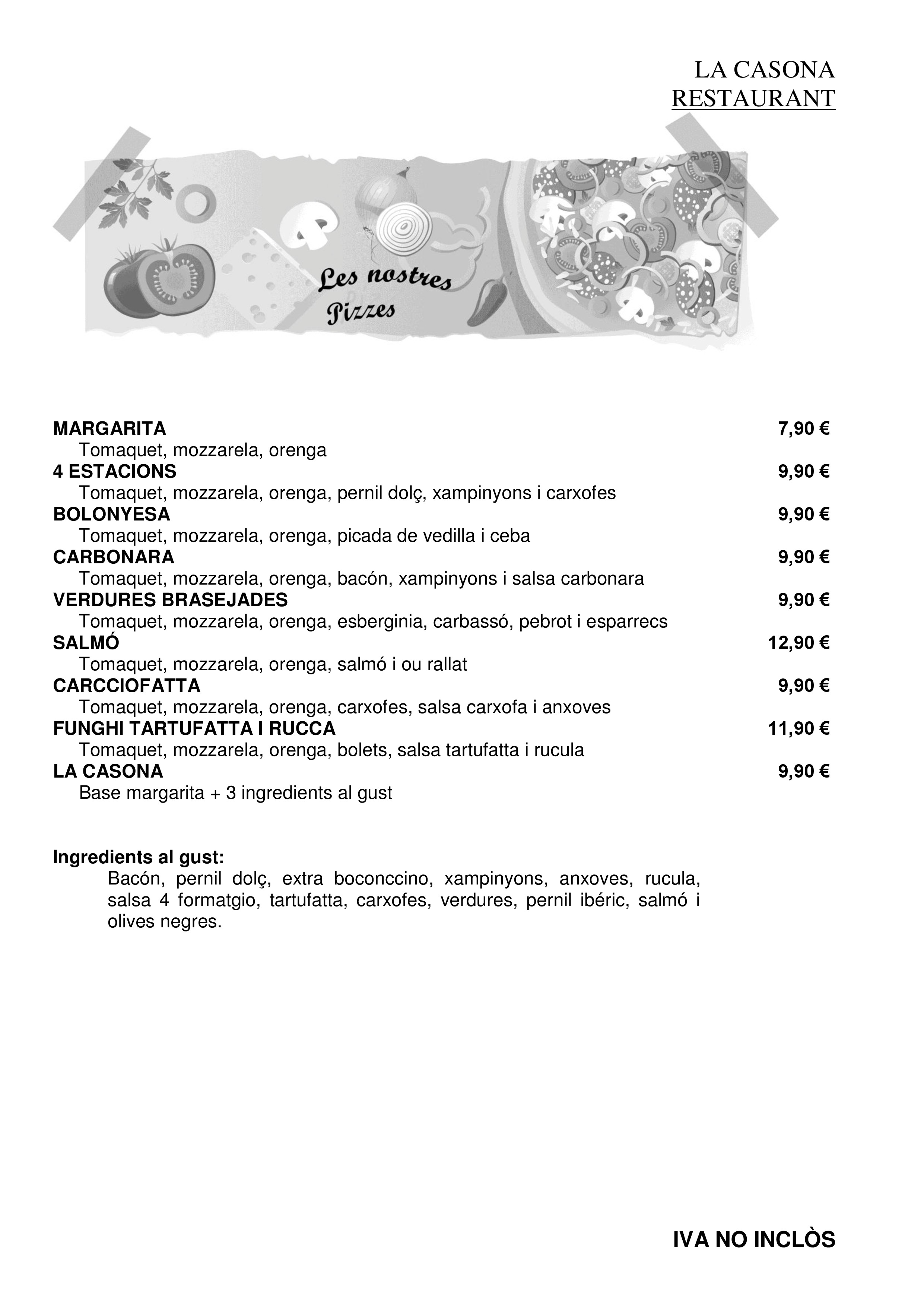  Menu La Casona Restaurant  