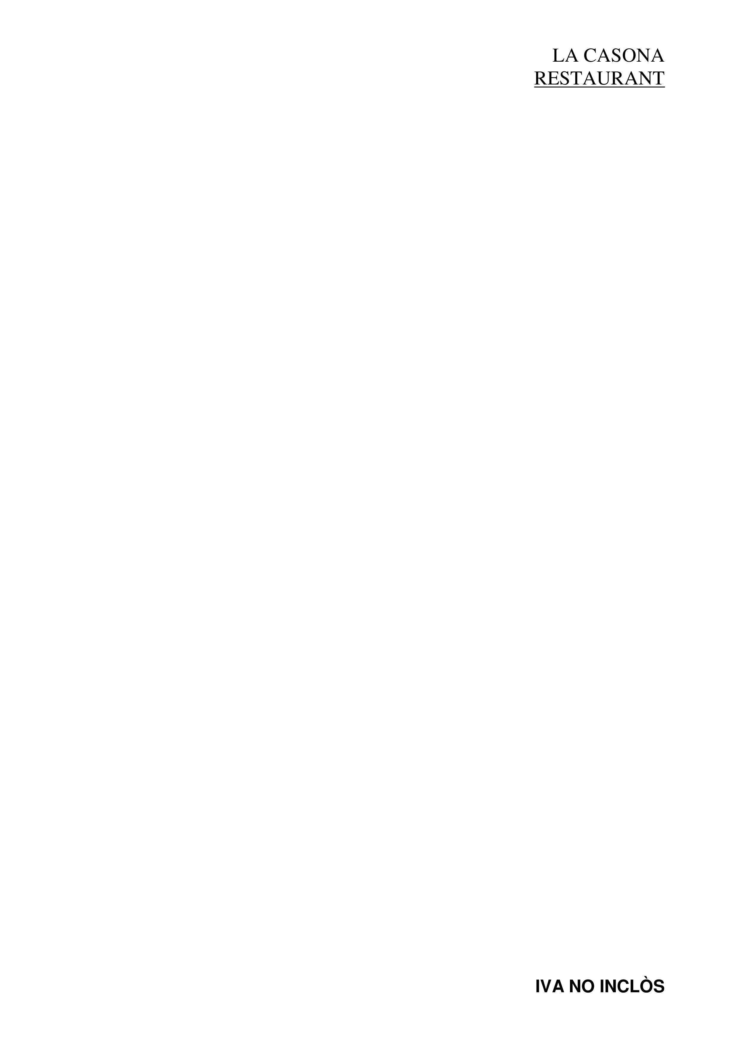  Menu La Casona Restaurant  