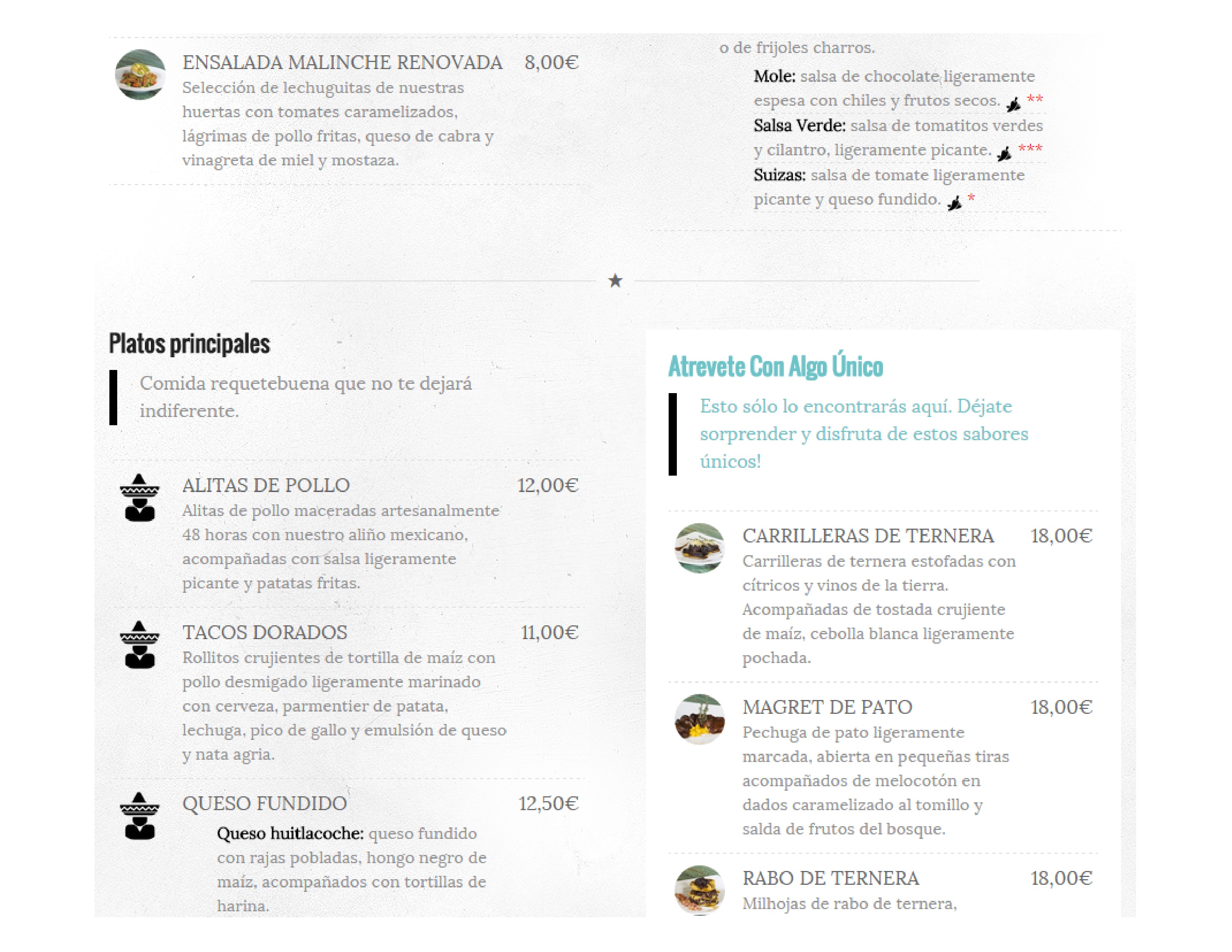  Menu La Venganza de Malinche  