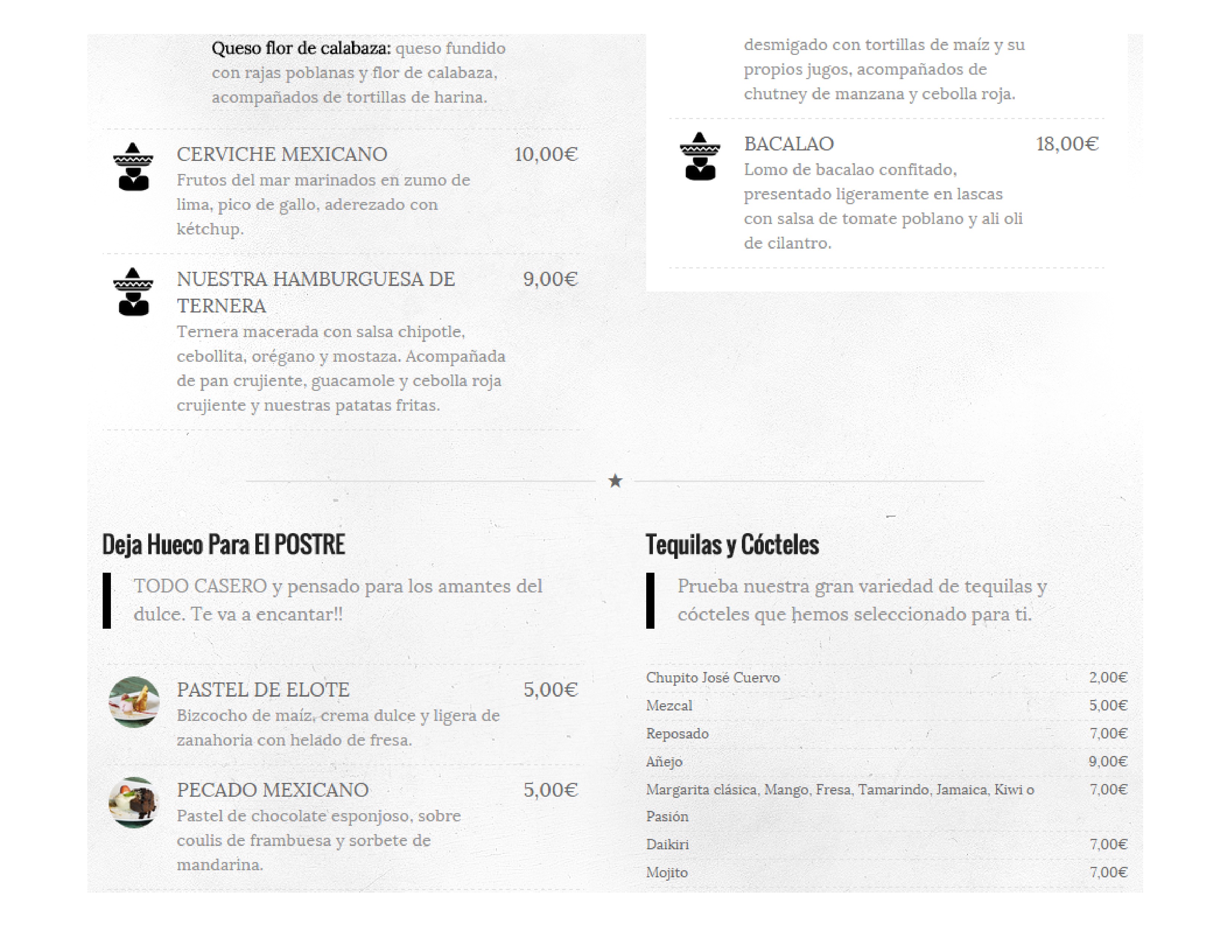  Menu La Venganza de Malinche  