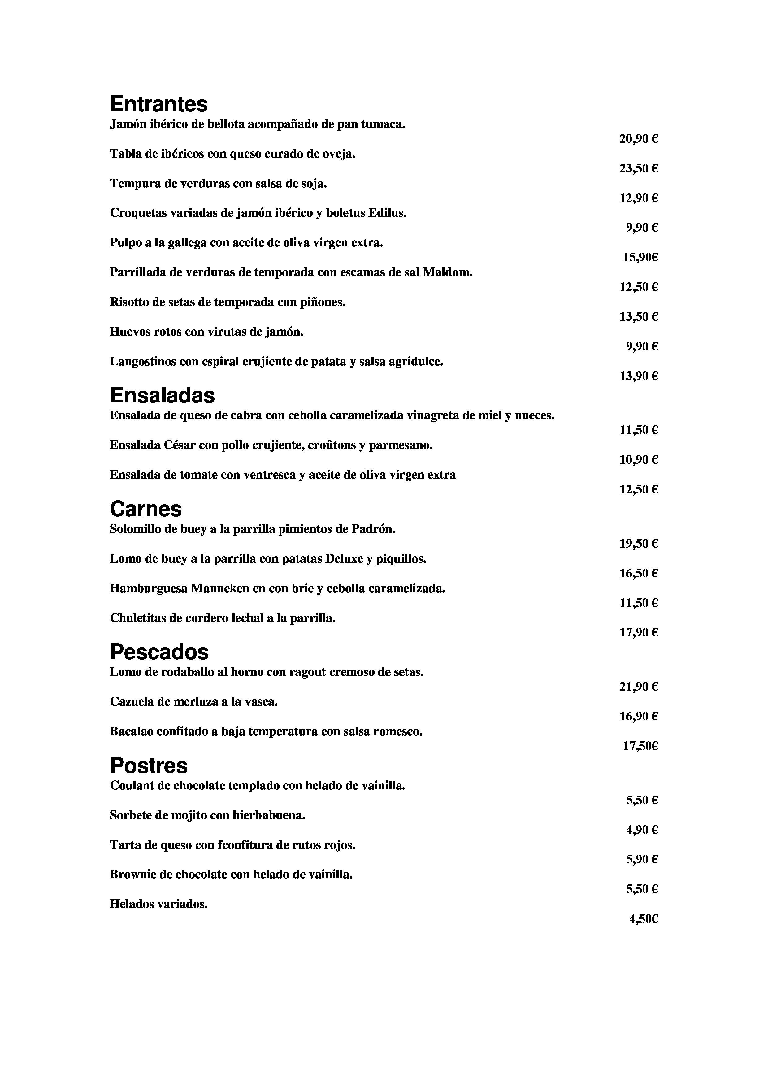  Menu Restaurante Manneken  