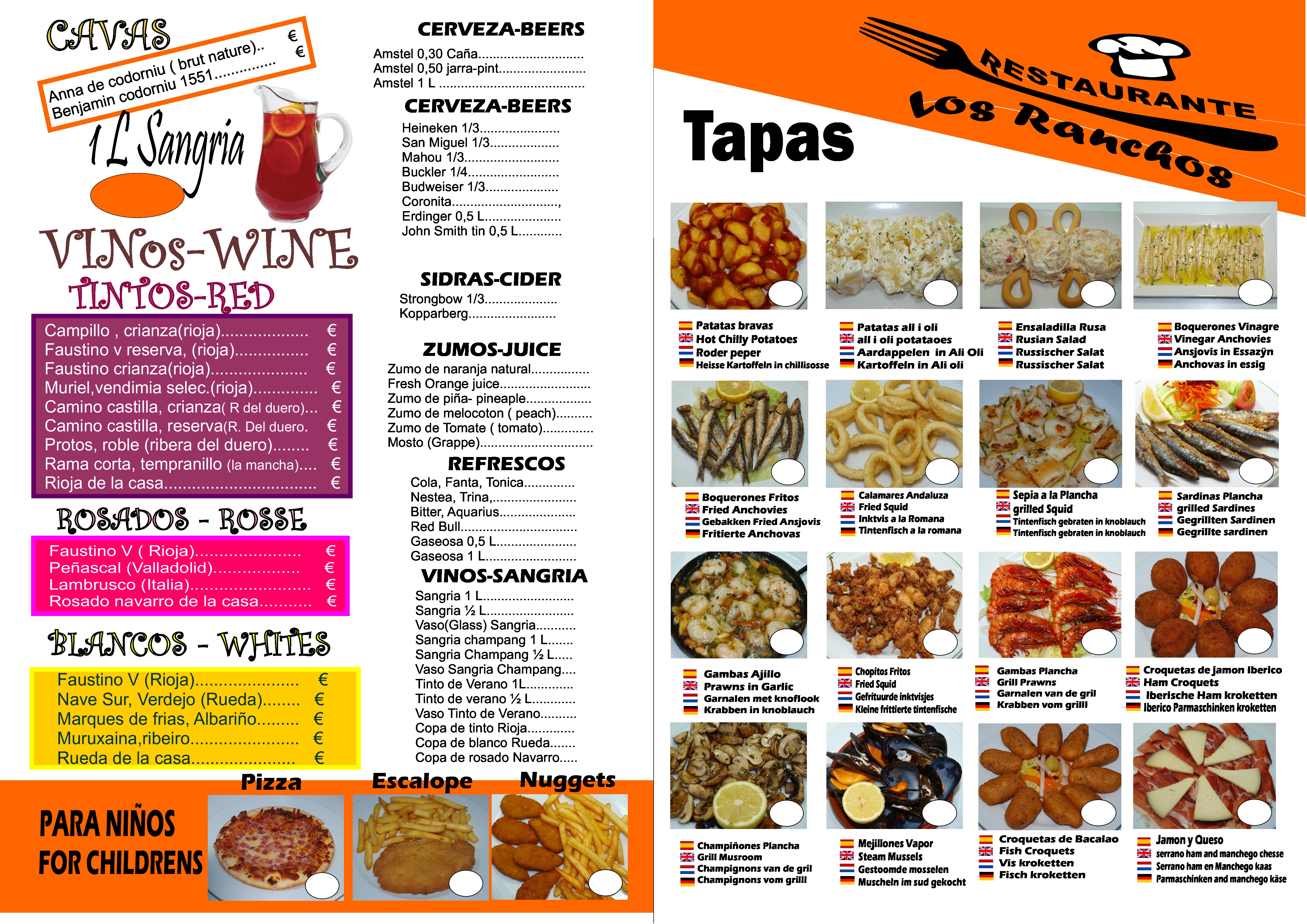  Menu Restaurante Los Ranchos  