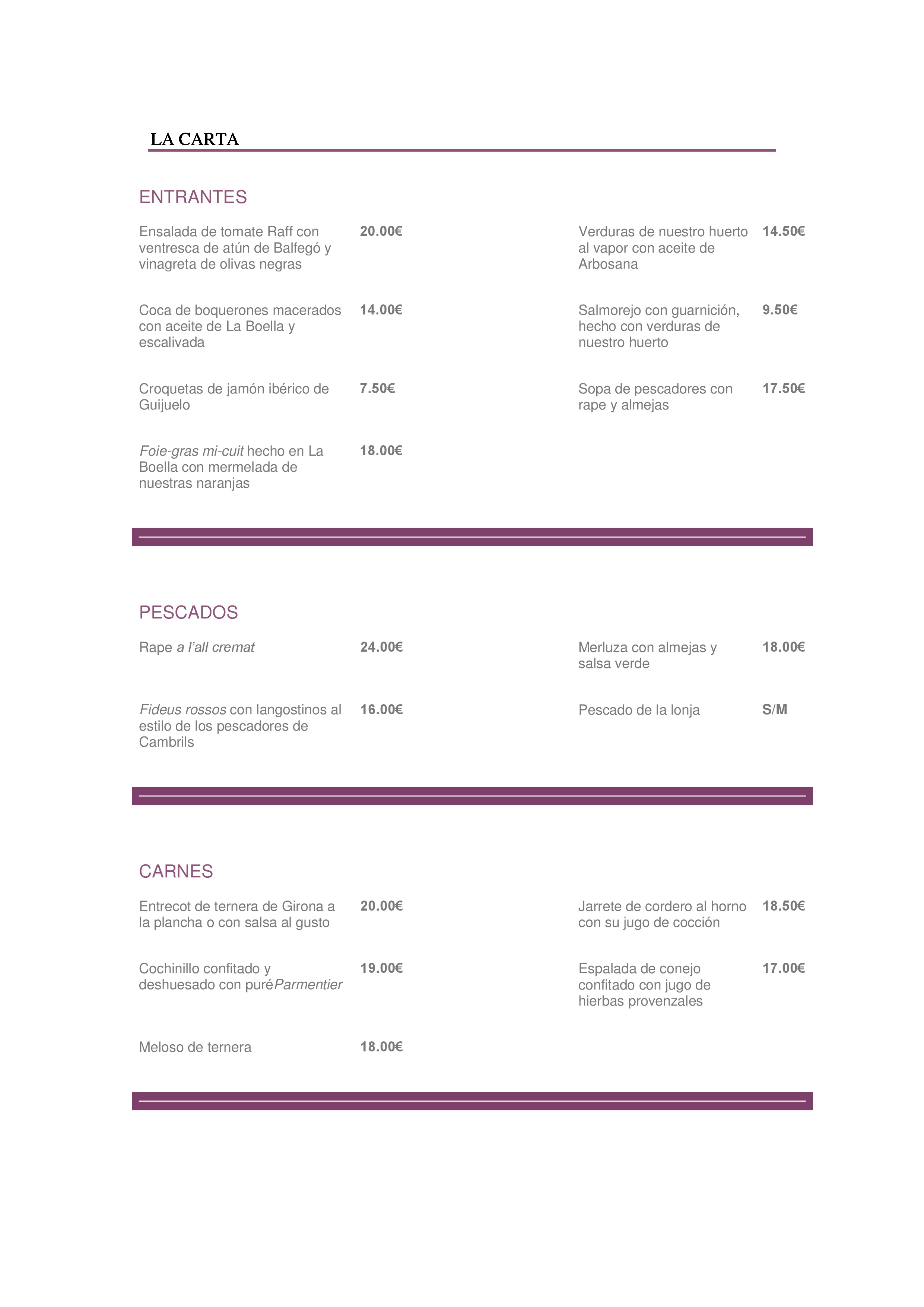  Menu La Boella  