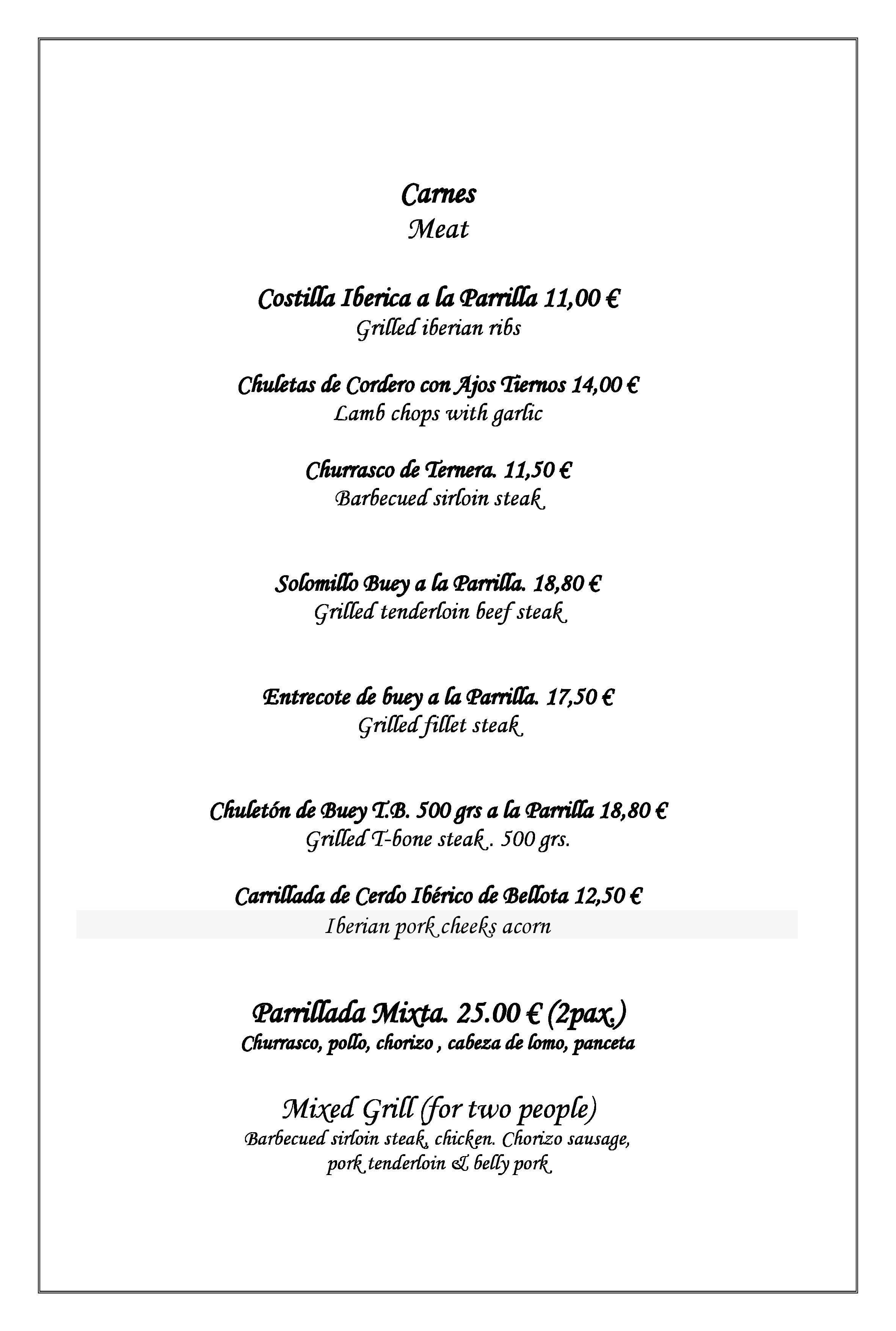  Menu La Parrilla De San Vicente  