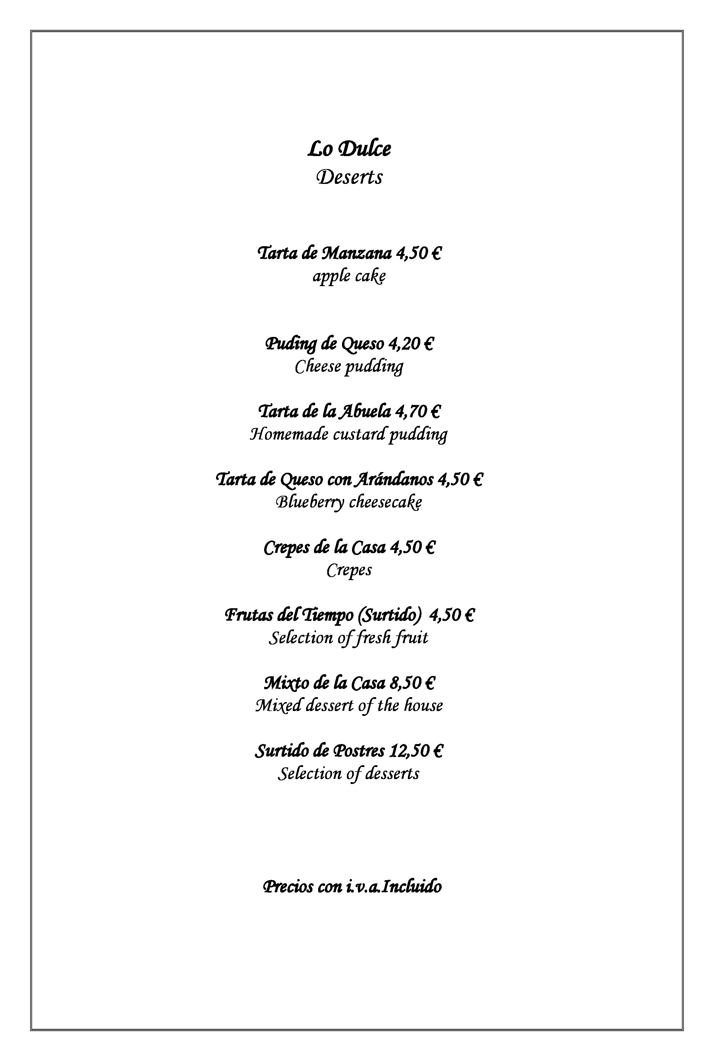  Menu La Parrilla De San Vicente  