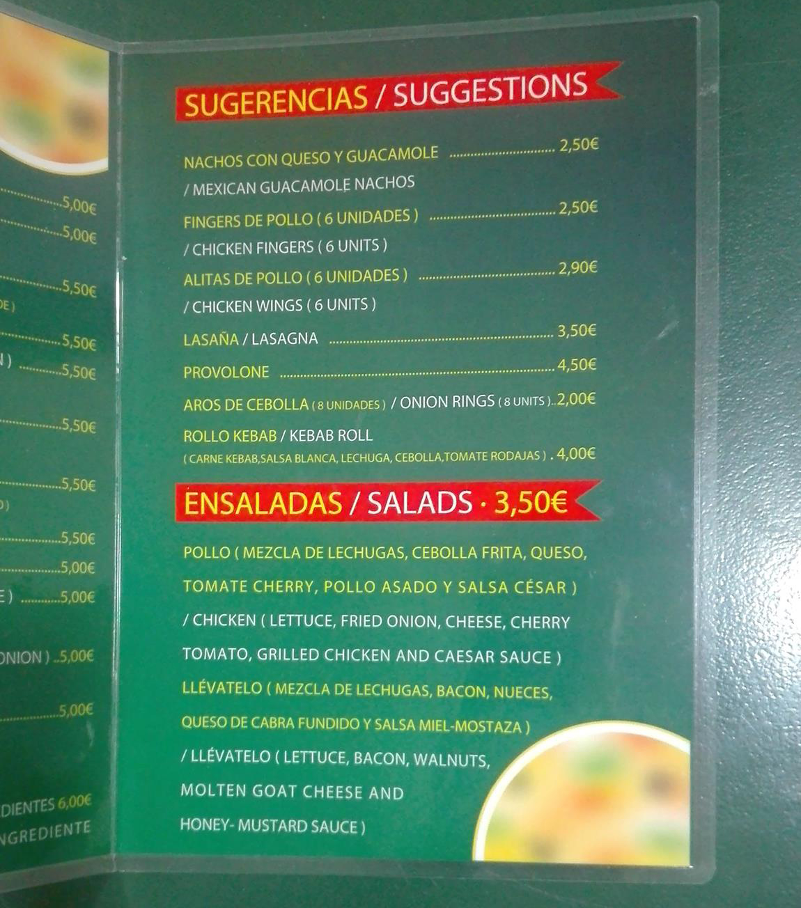  Menu LLÉVATELO PIZZAS  