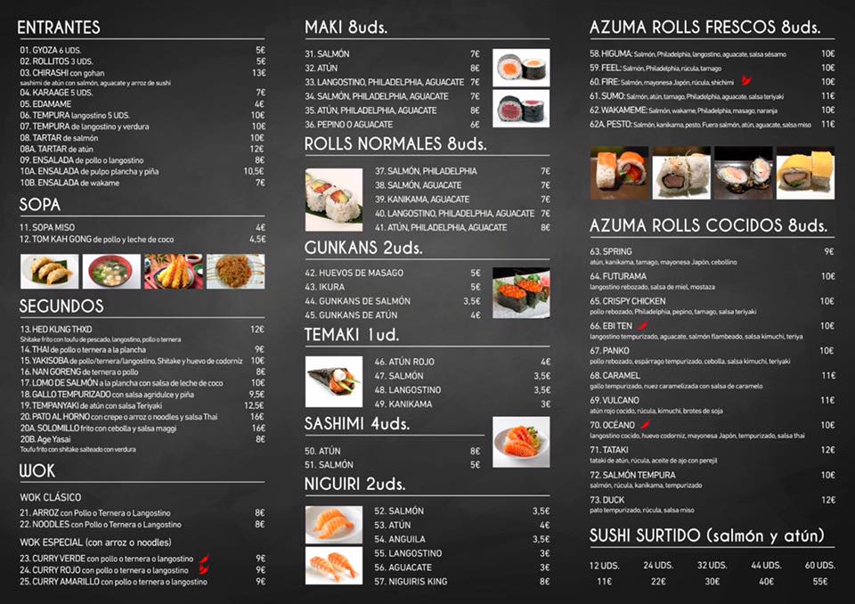  Menu Restaurante Azuma  