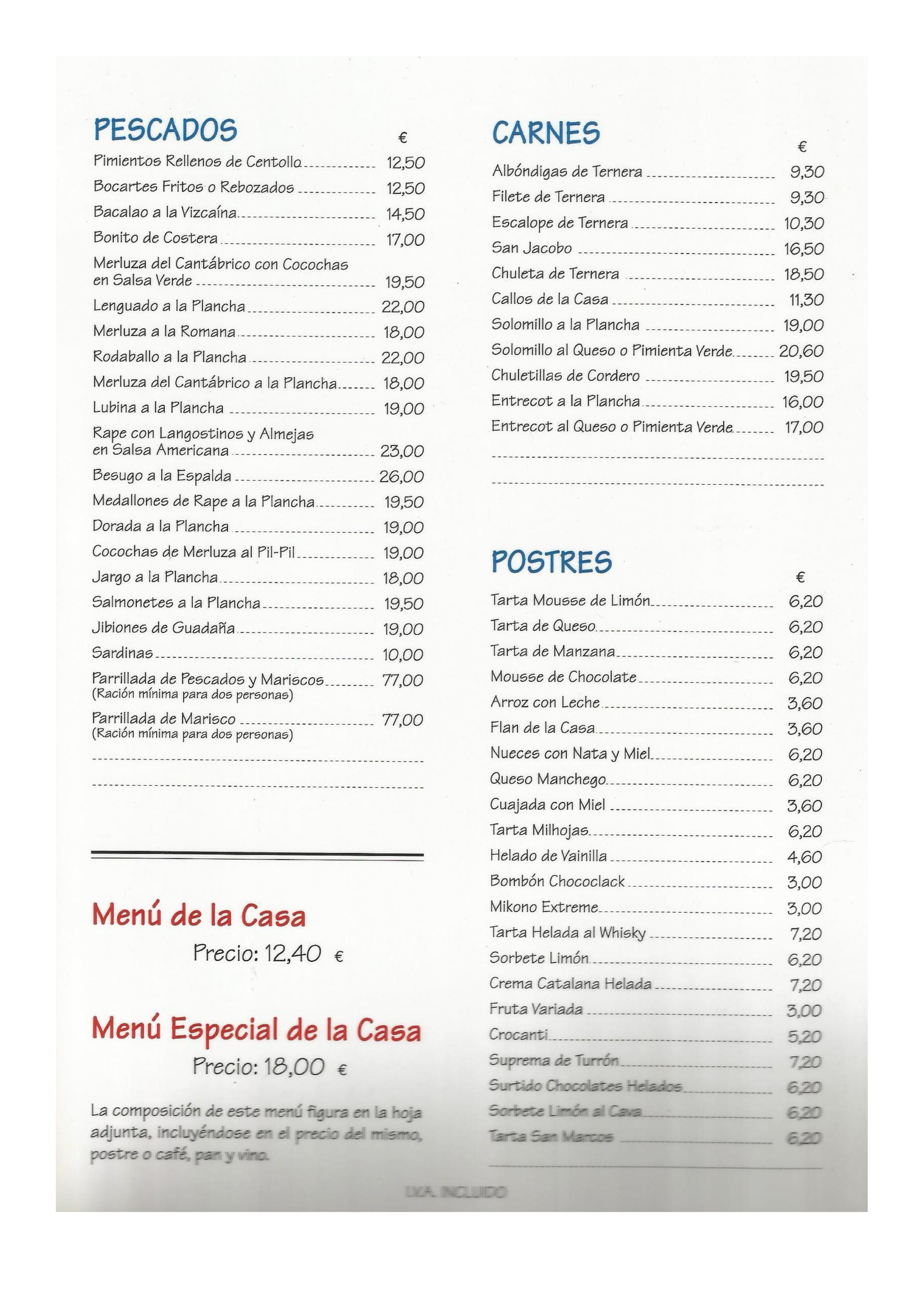  Menu Restaurante Brisa  