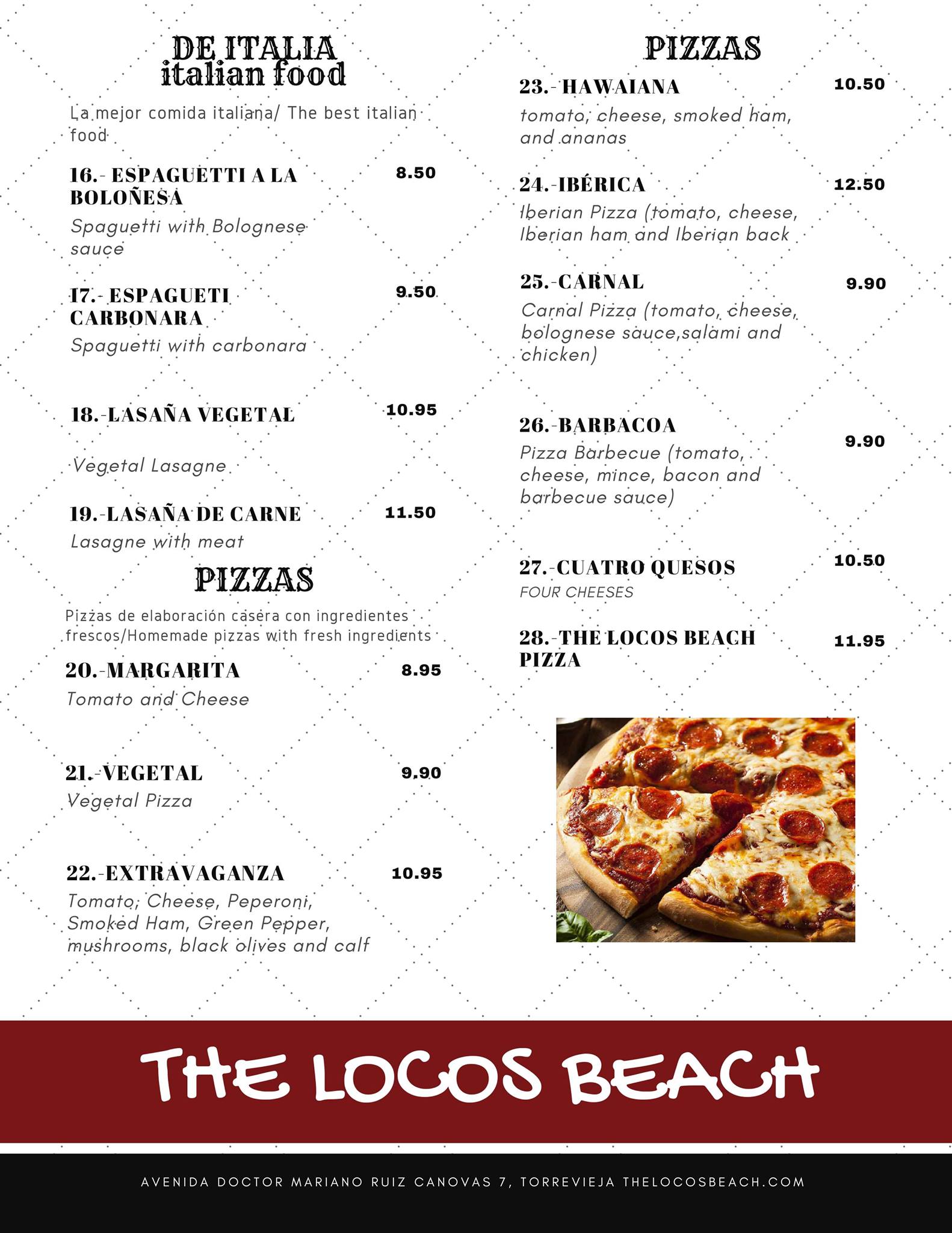  Menu The Locos Beach Restaurante  