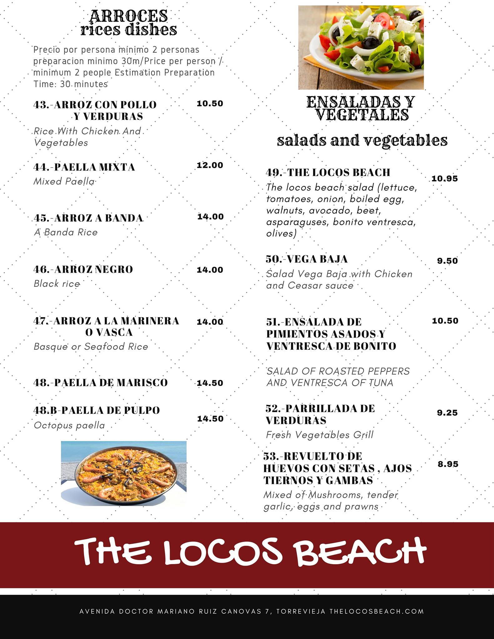  Menu The Locos Beach Restaurante  