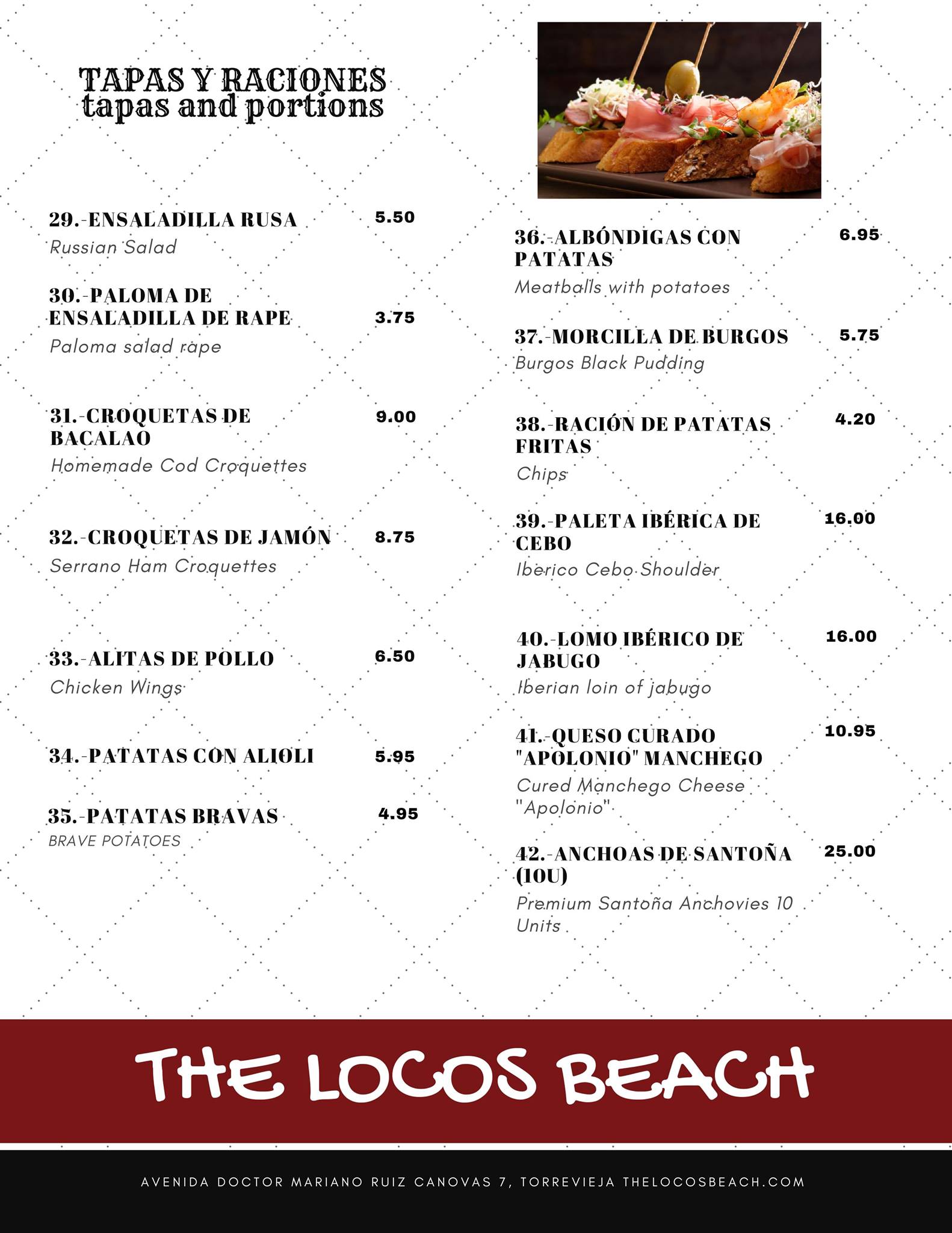  Menu The Locos Beach Restaurante  